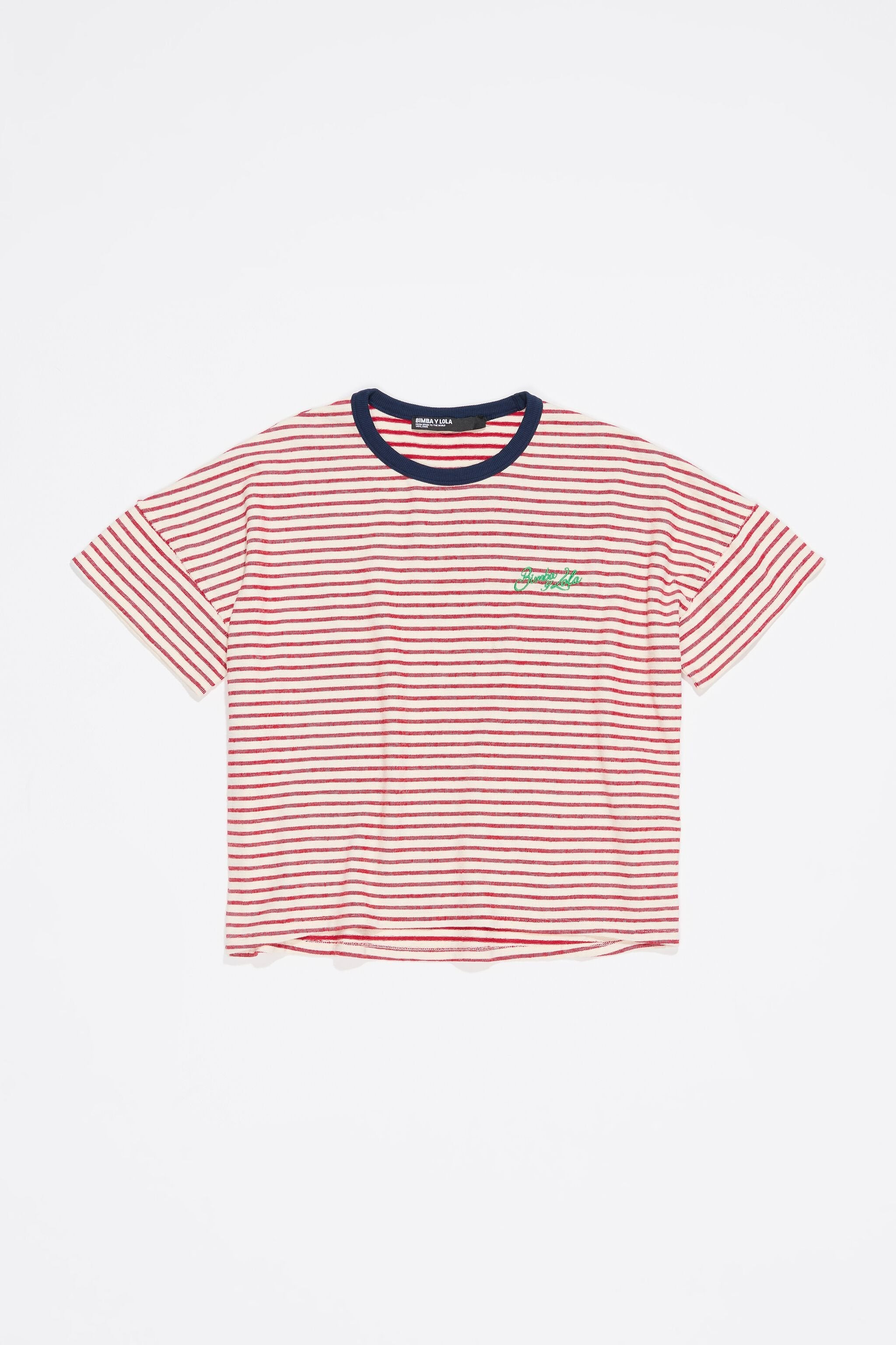 Red striped cotton boxy T-shirt