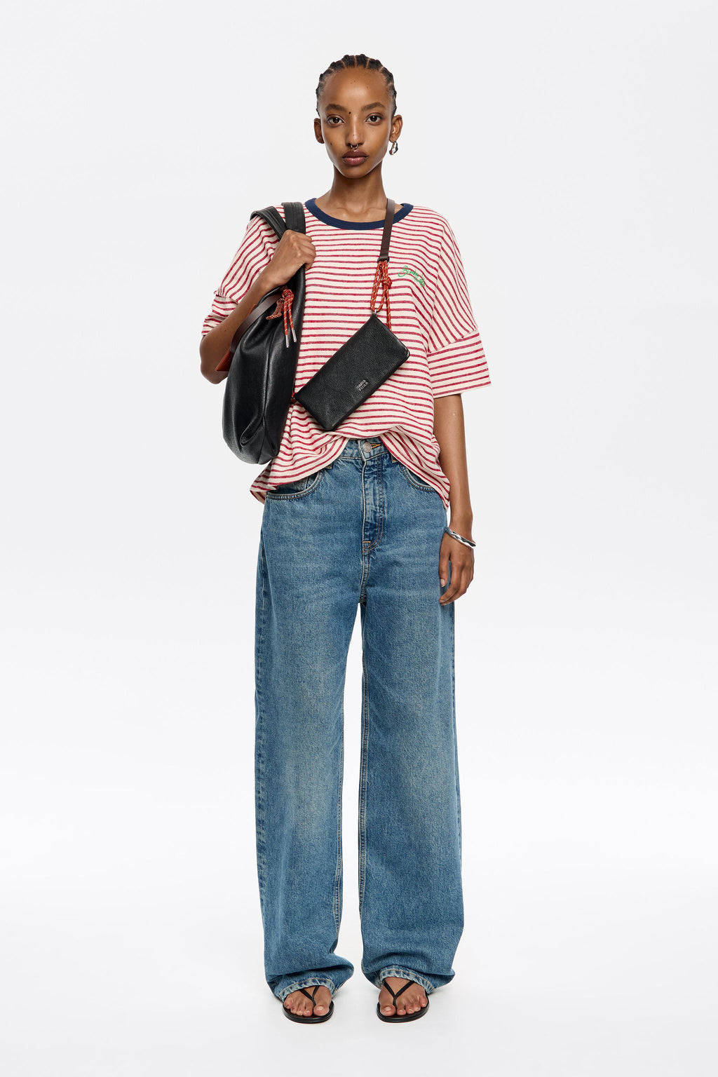 Red striped cotton boxy T-shirt