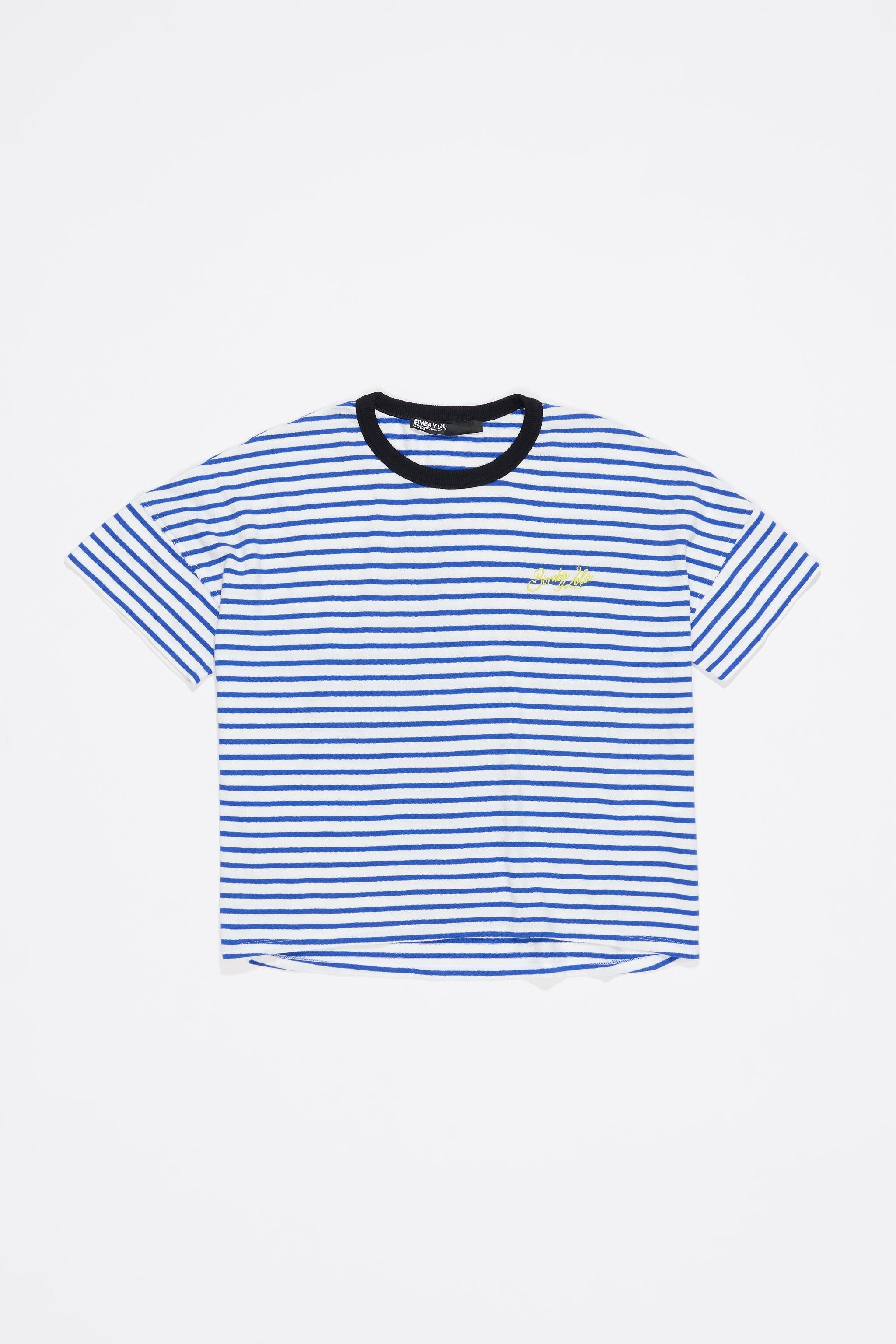 Blue striped cotton boxy T-shirt