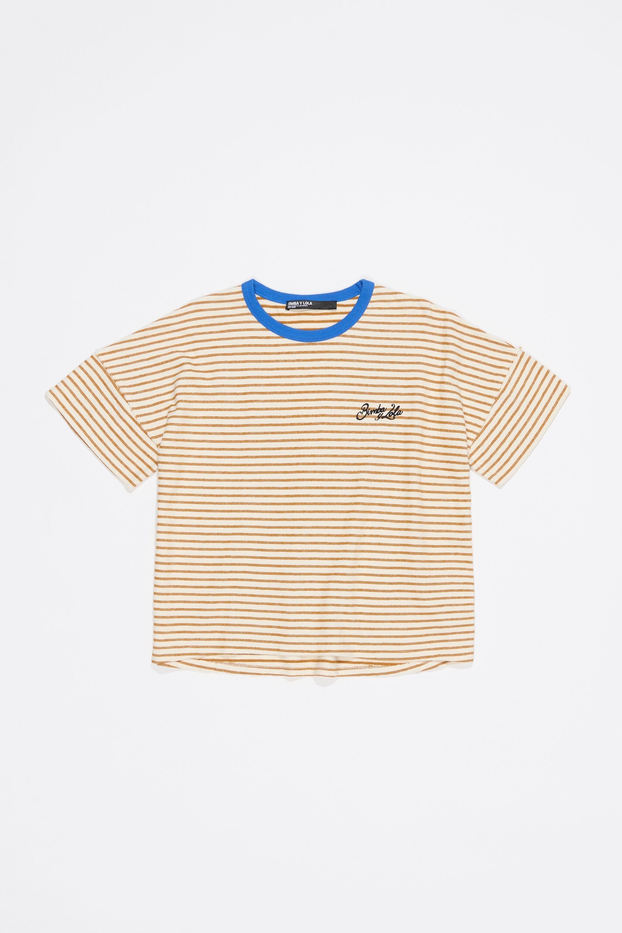 Caramel striped cotton boxy T-shirt