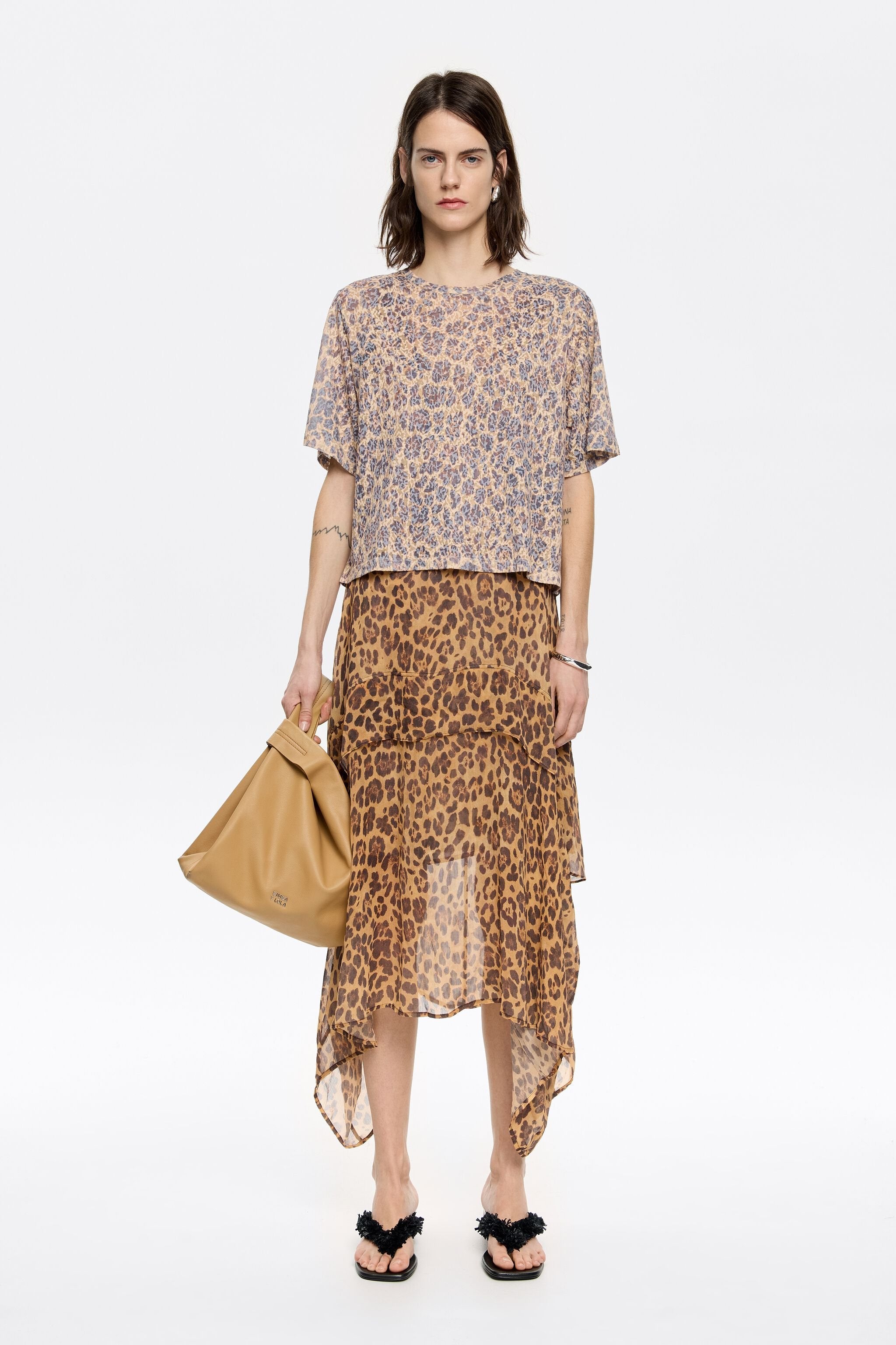 Beige Leopard devoré T-shirt