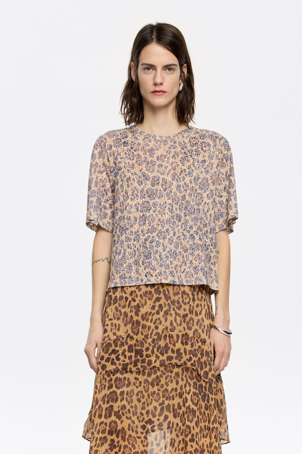 Beige Leopard devoré T-shirt