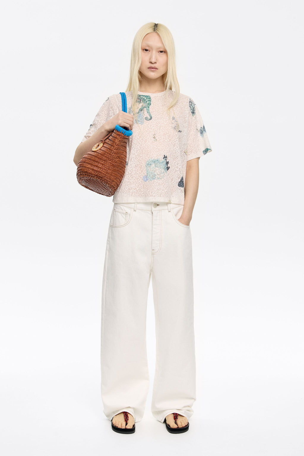 Ivory Chameleon devoré boxy T-shirt