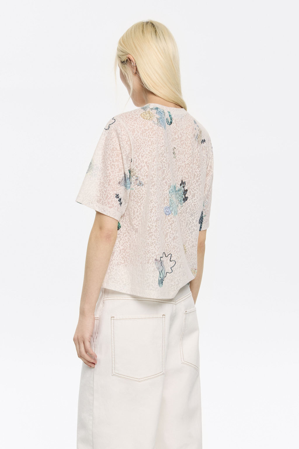 Ivory Chameleon devoré boxy T-shirt