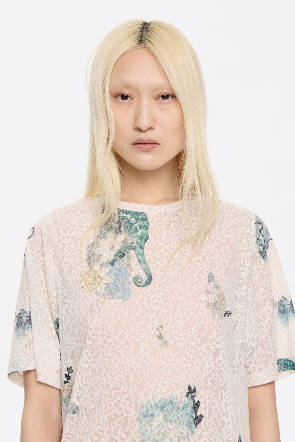 Ivory Chameleon devoré boxy T-shirt