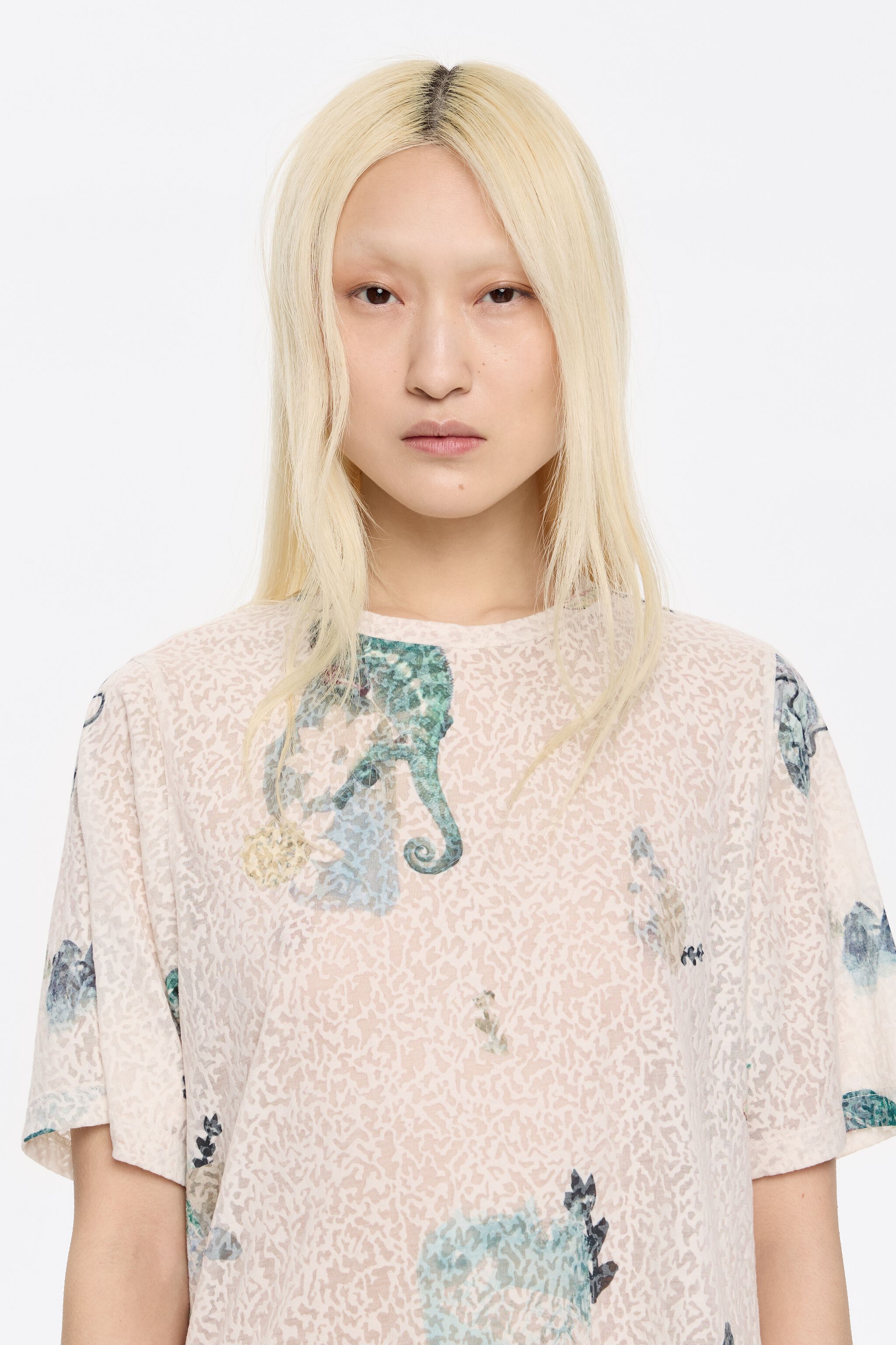 Ivory Chameleon devoré boxy T-shirt