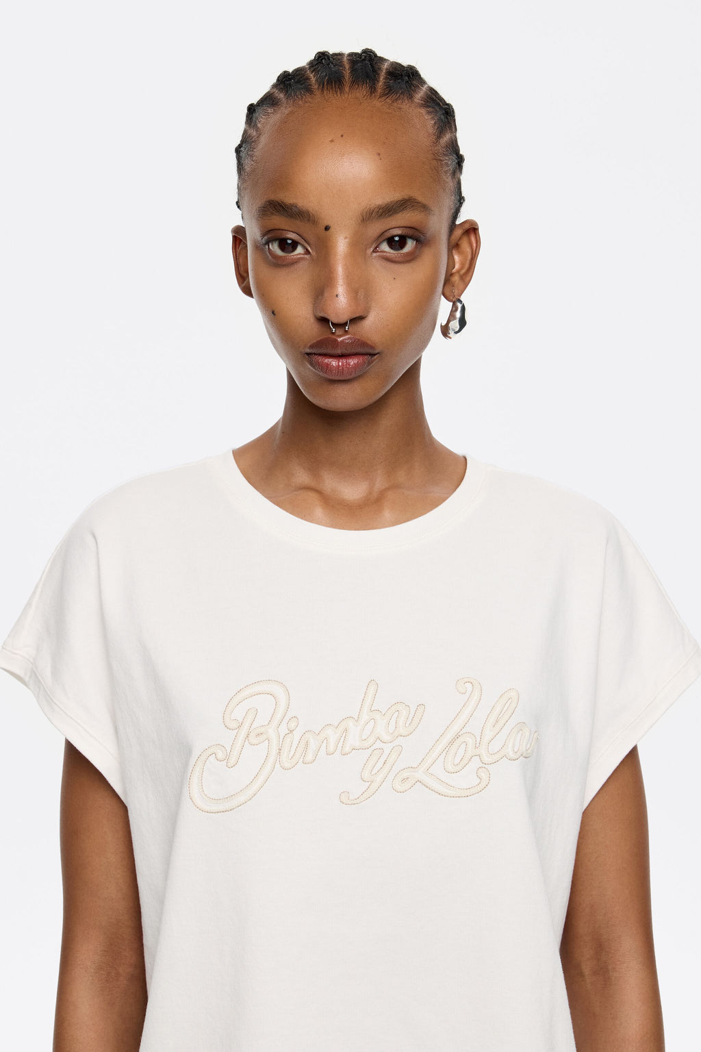 Ivory cotton logo T-shirt