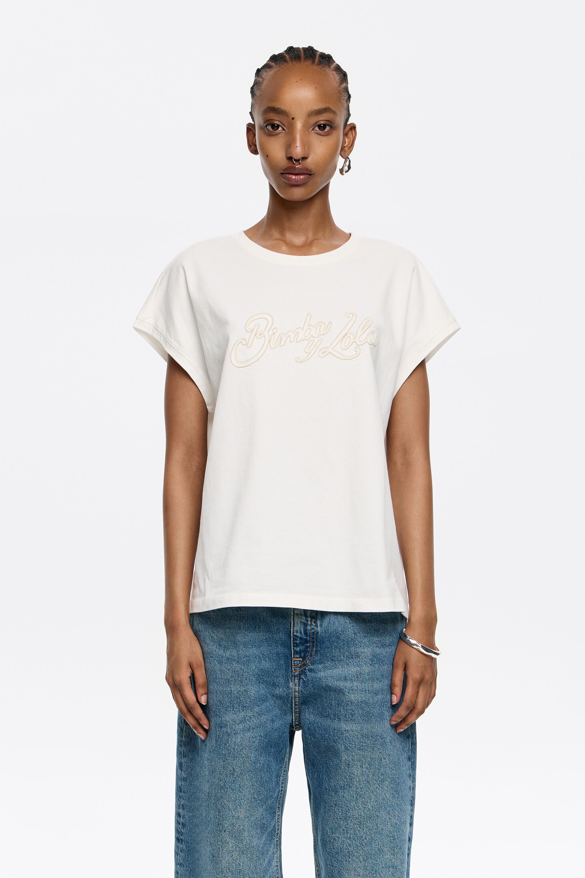 Ivory cotton logo T-shirt
