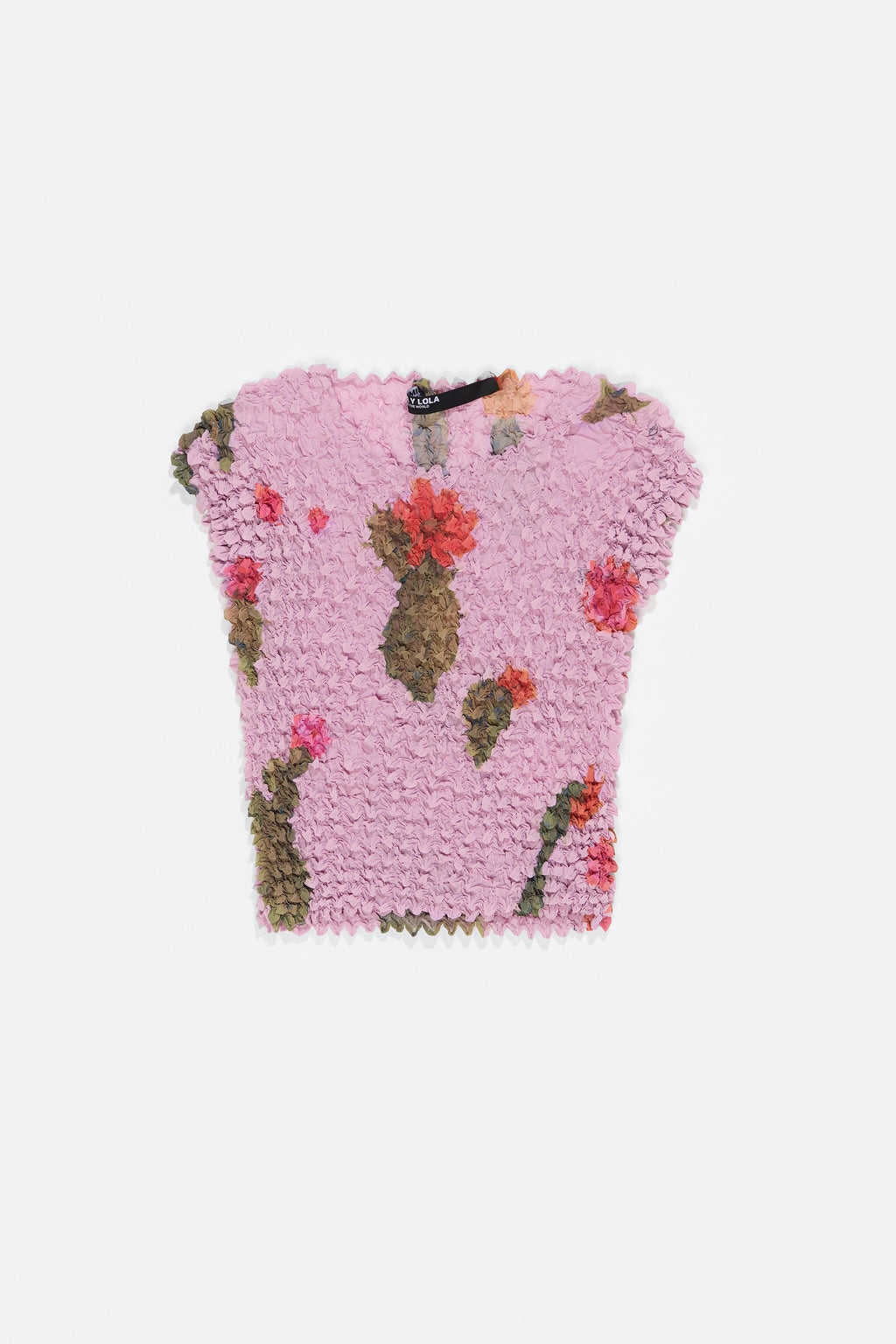 Pink Cactus fitted cropped T-shirt