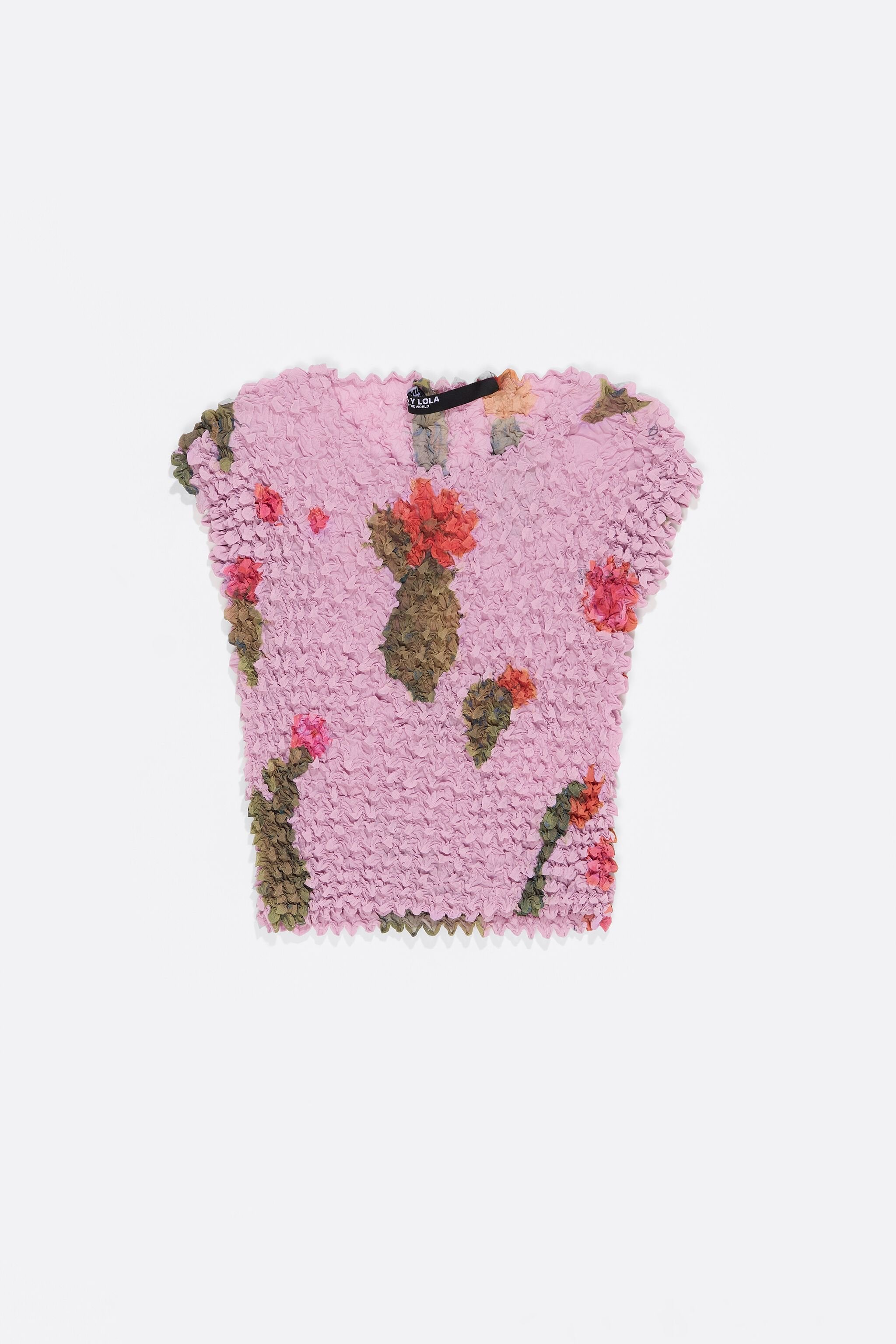 Pink Cactus fitted cropped T-shirt