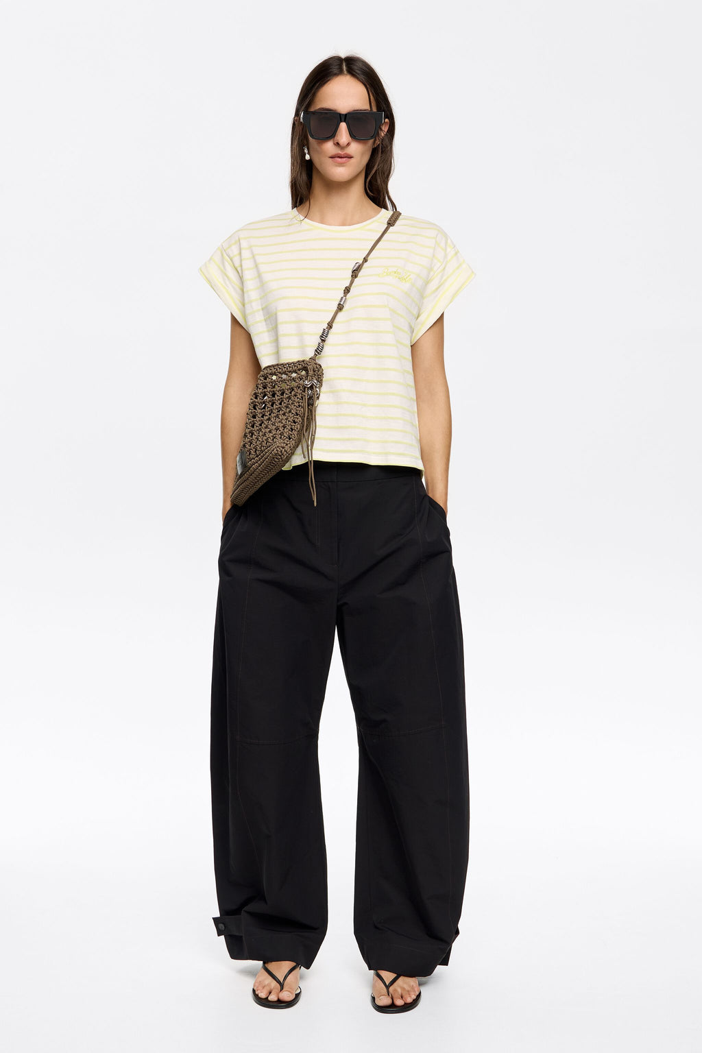 Yellow striped boxy T-shirt
