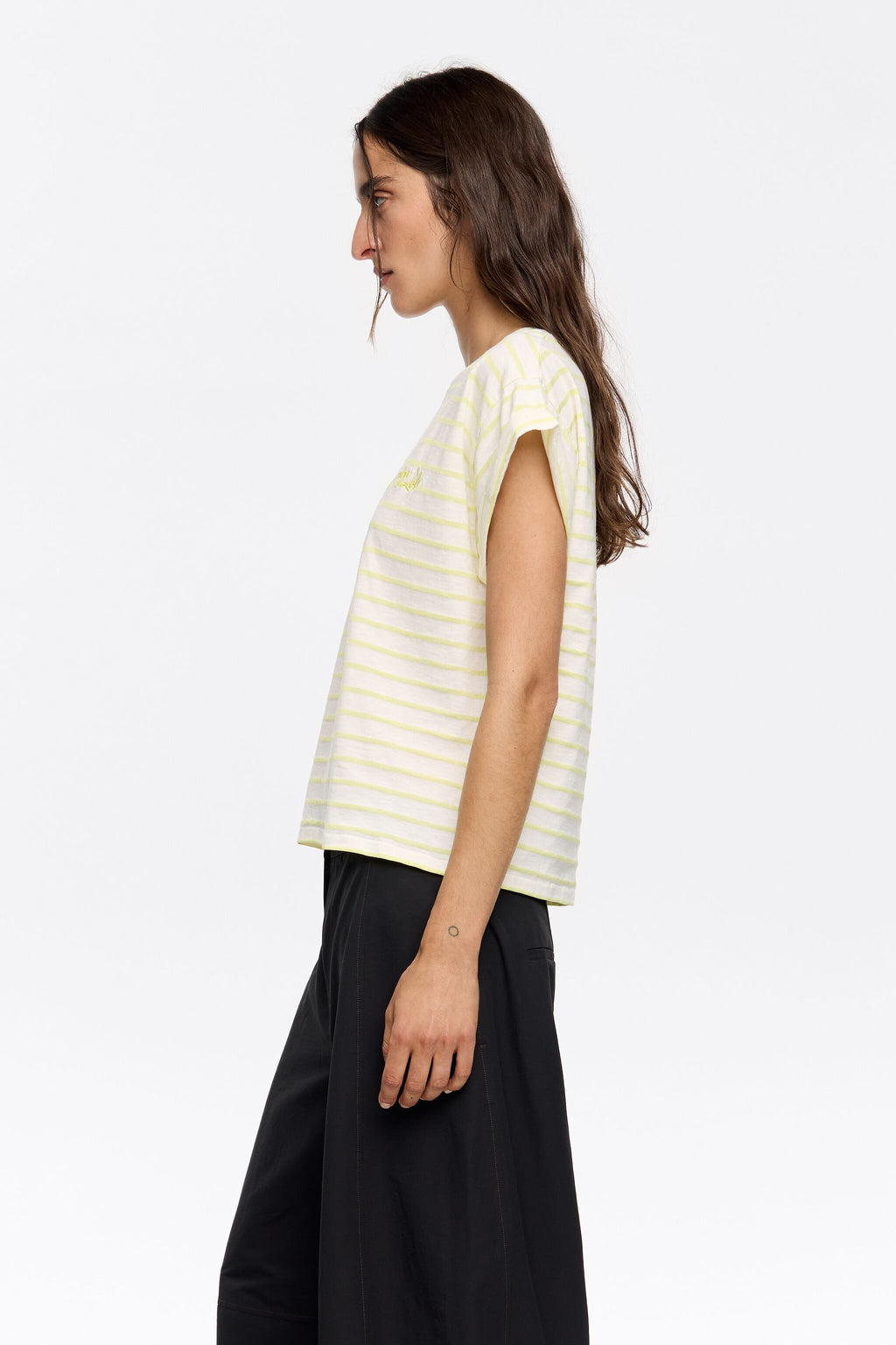 Yellow striped boxy T-shirt