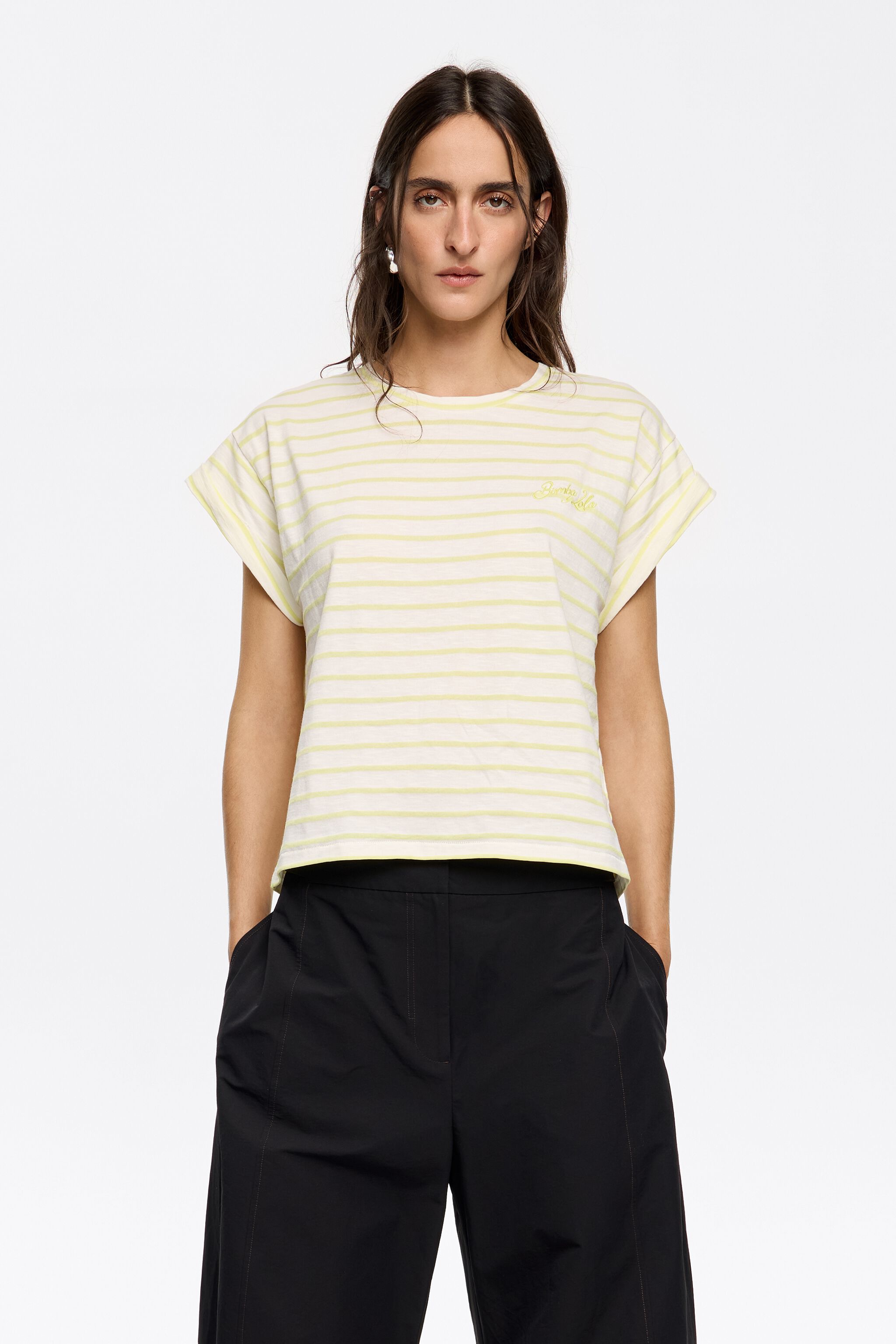 Yellow striped boxy T-shirt