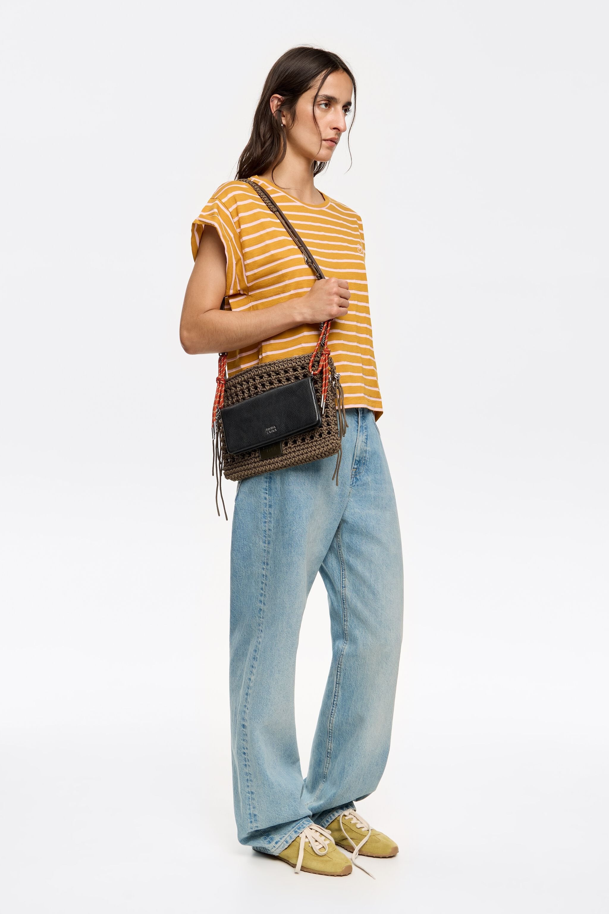 Caramel striped boxy T-shirt
