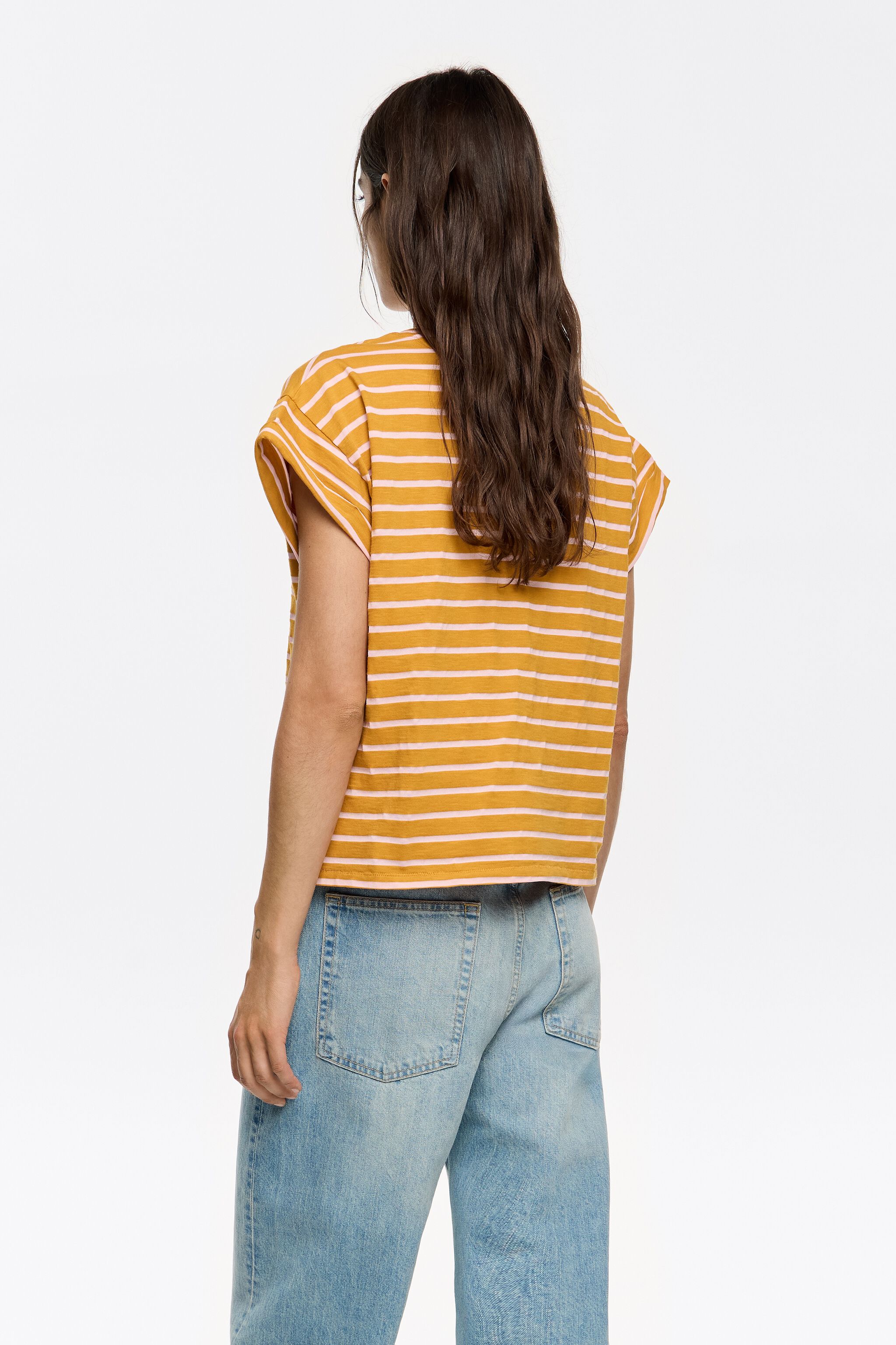 Caramel striped boxy T-shirt