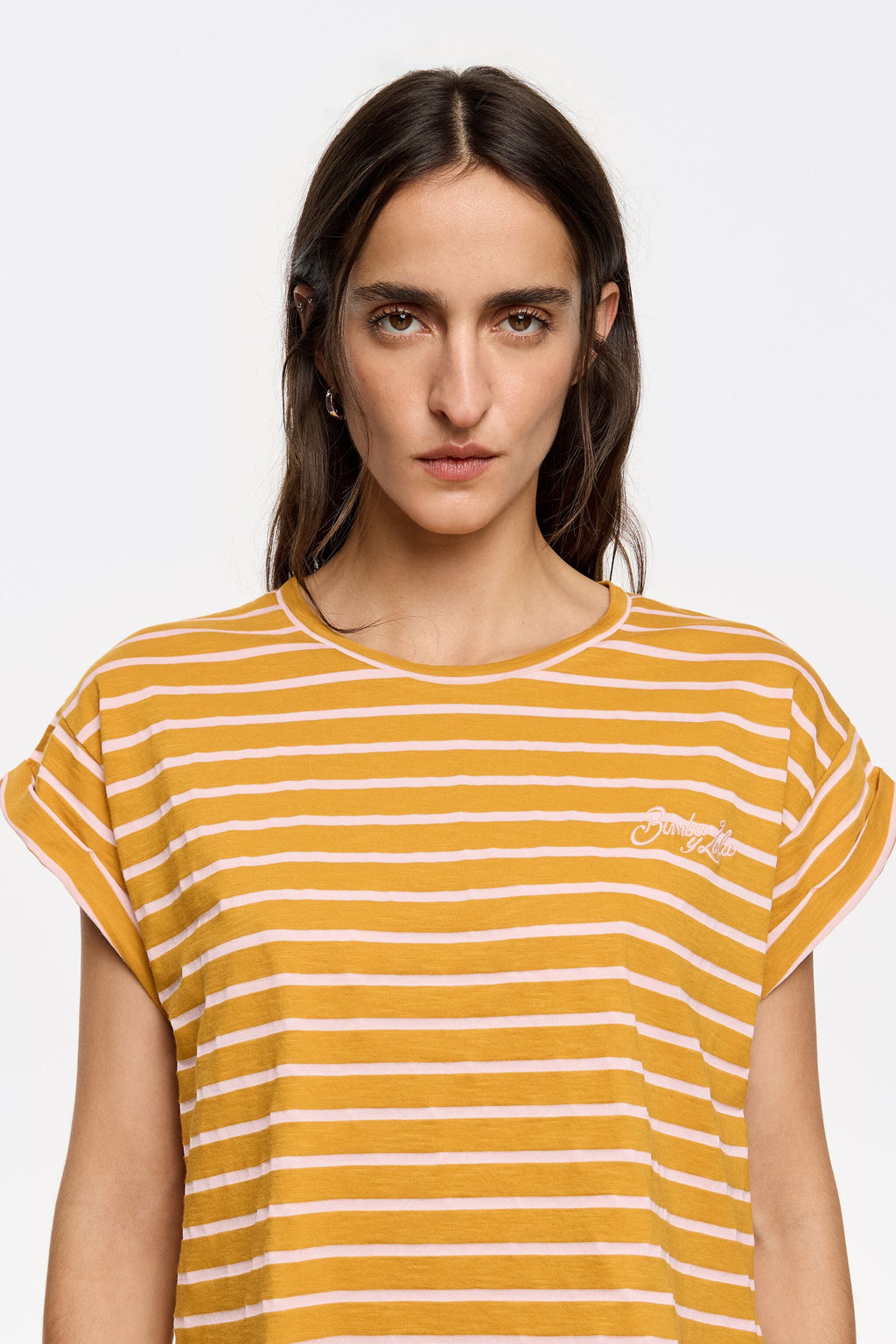 Caramel striped boxy T-shirt