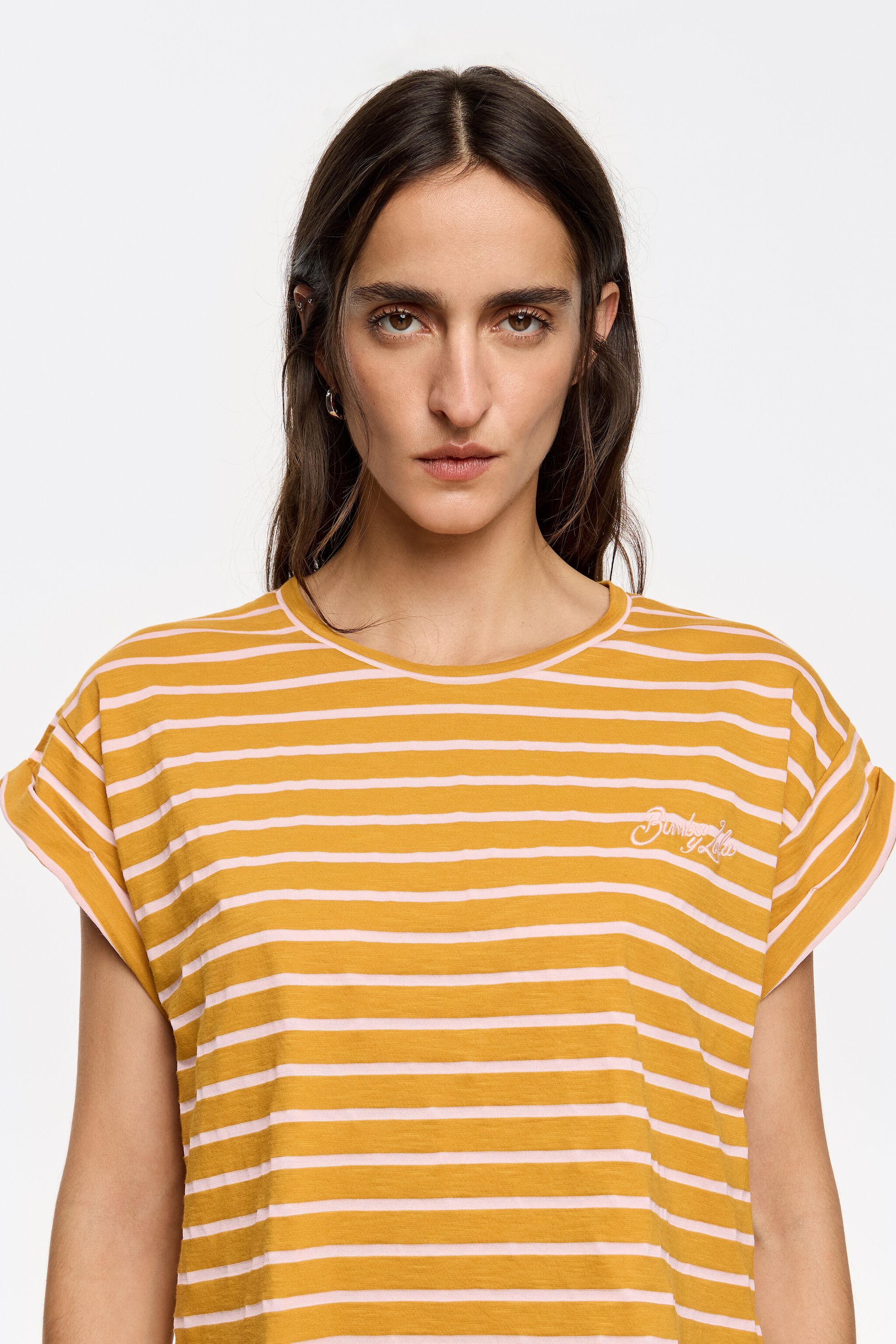 Caramel striped boxy T-shirt