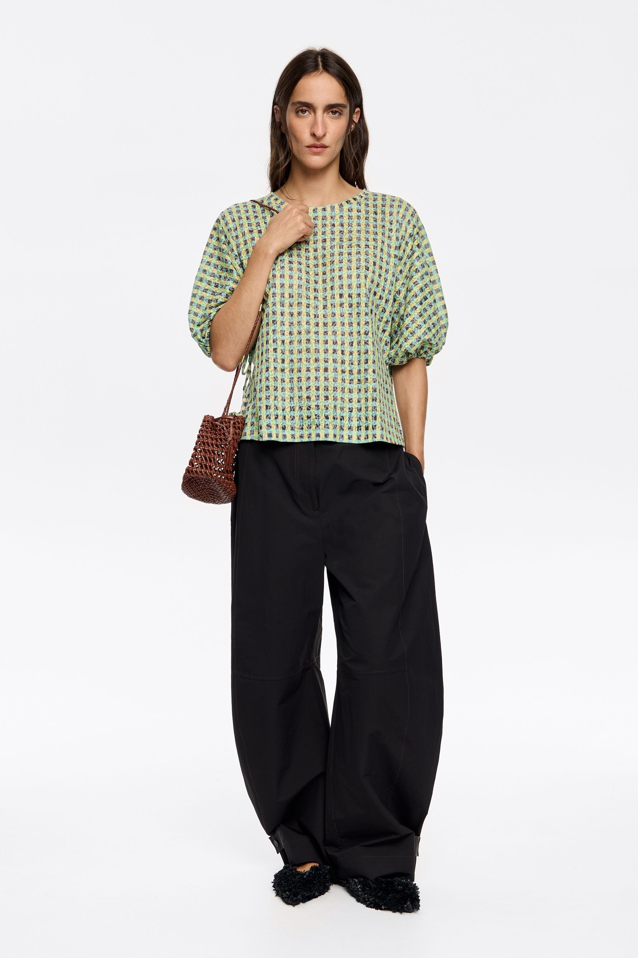 Green checked T-shirt