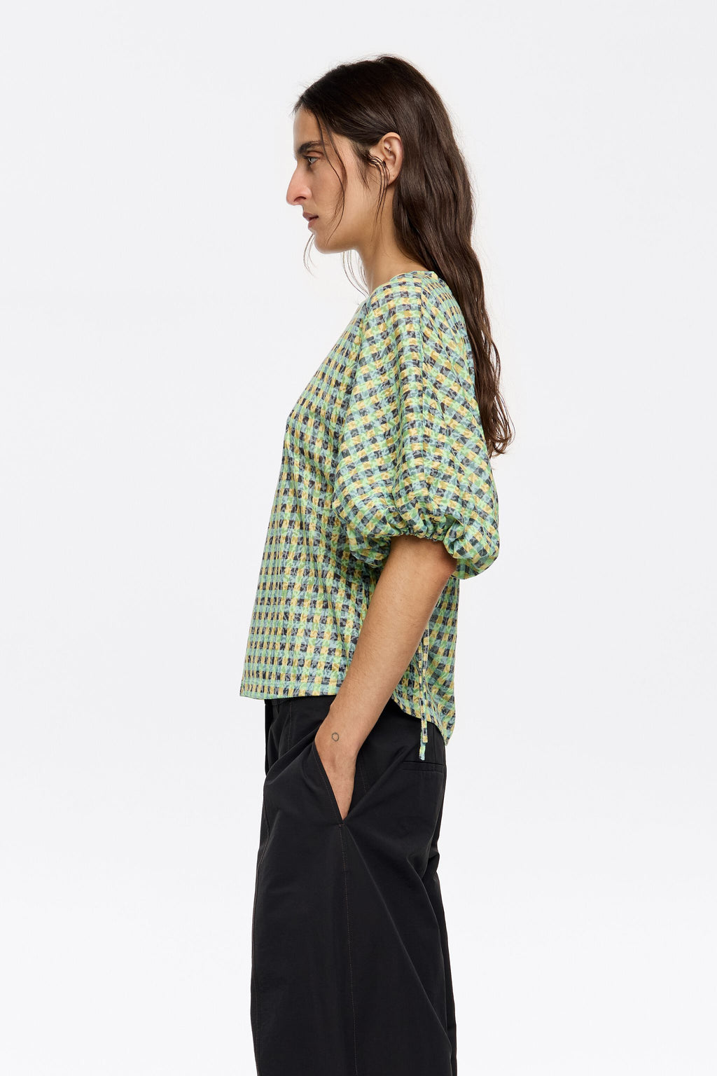 Green checked T-shirt