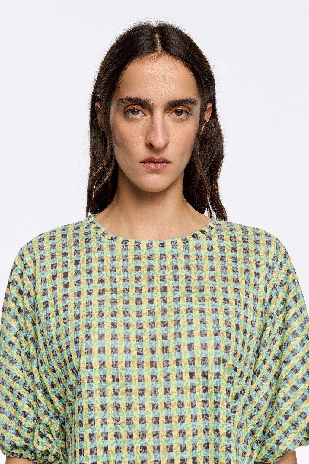 Green checked T-shirt