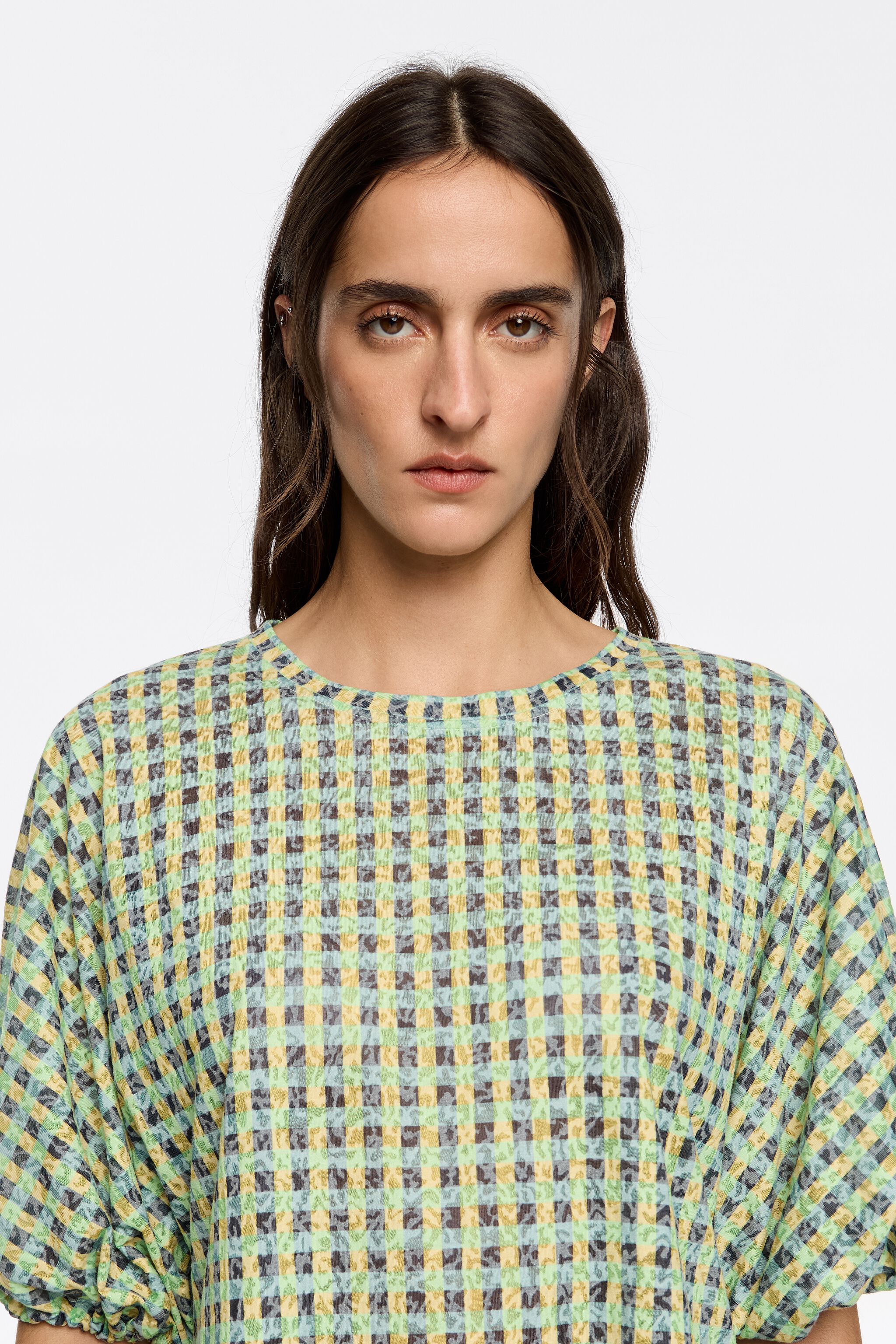 Green checked T-shirt