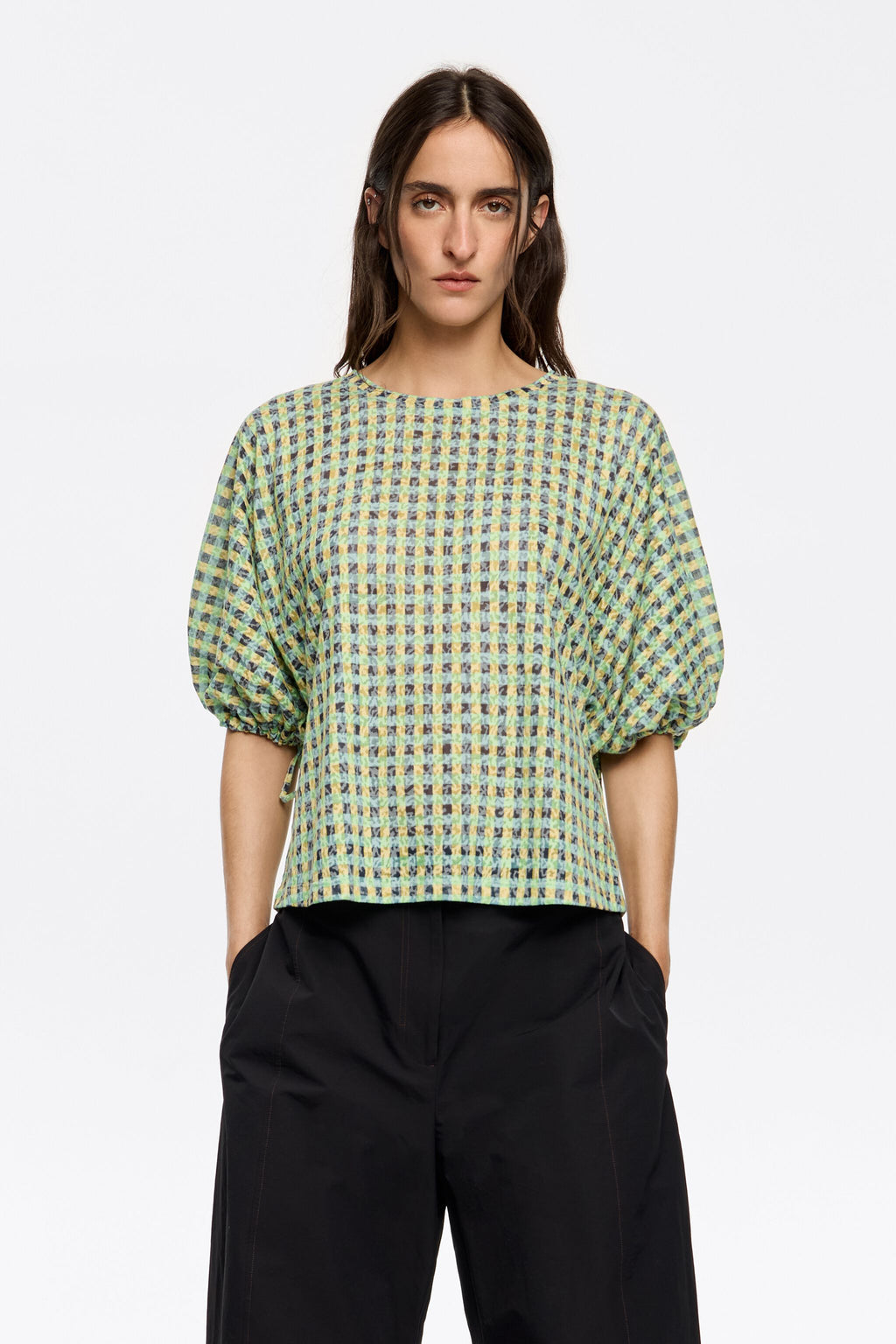 Green checked T-shirt