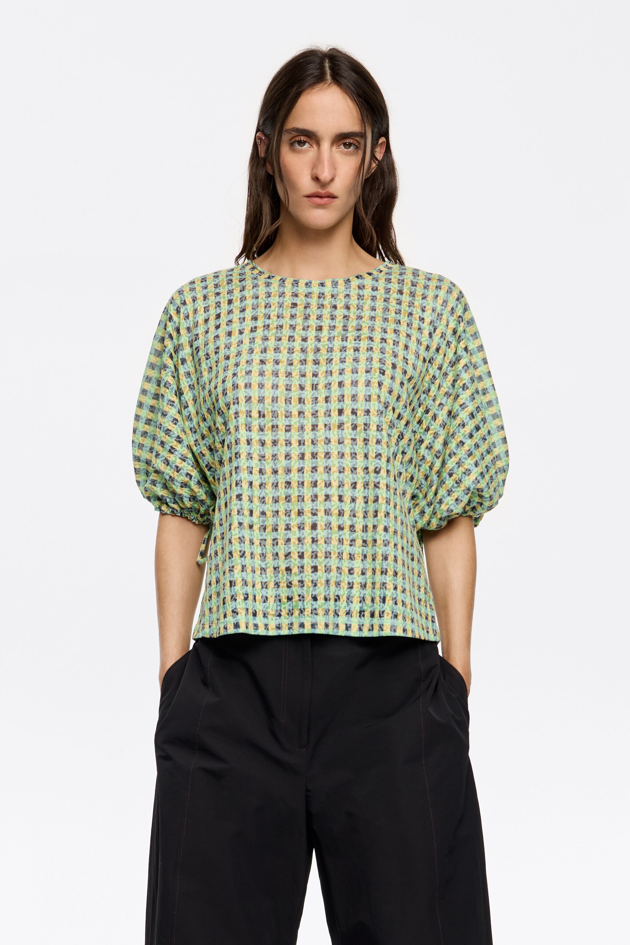 Green checked T-shirt