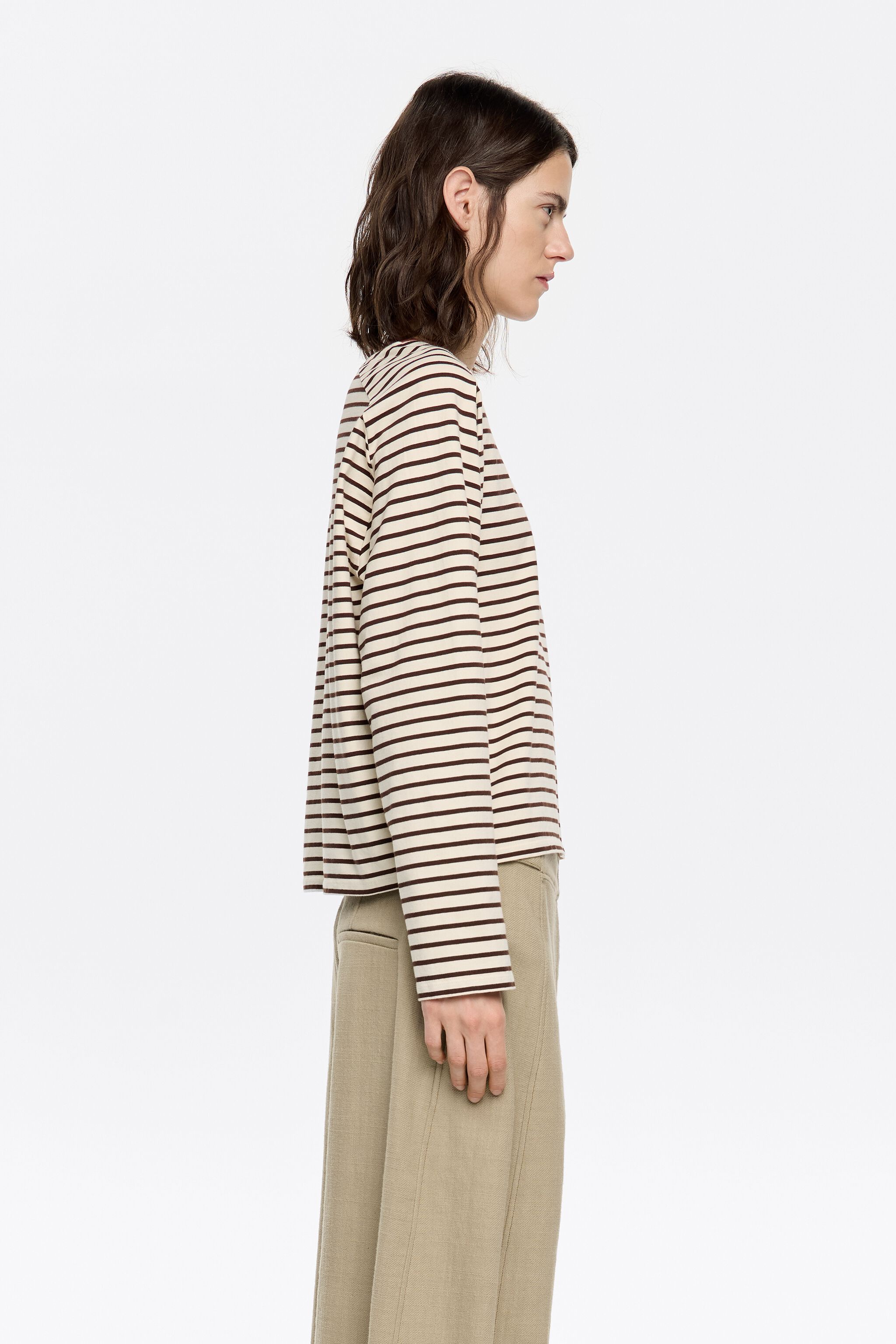 Brown striped T-shirt