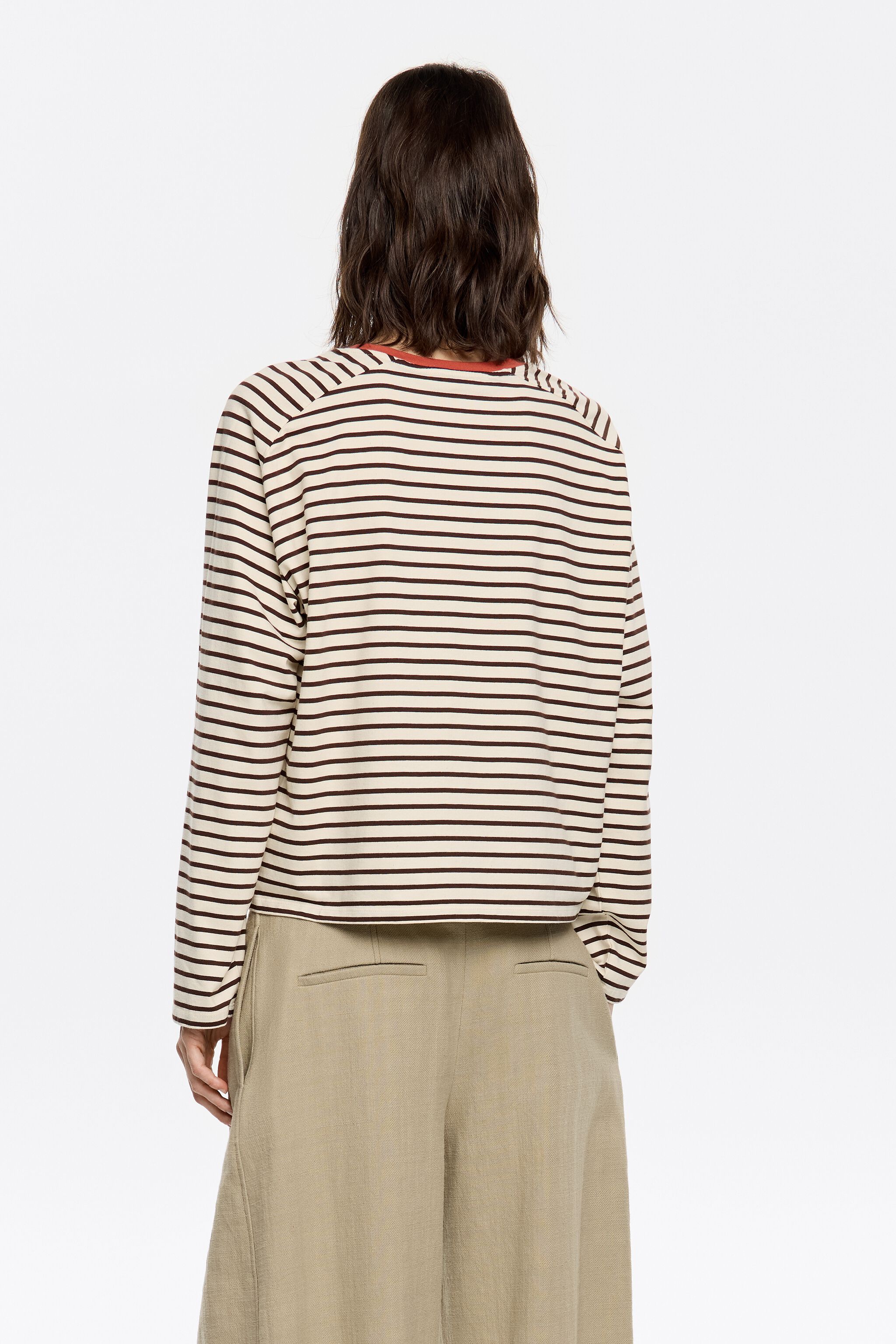 Brown striped T-shirt
