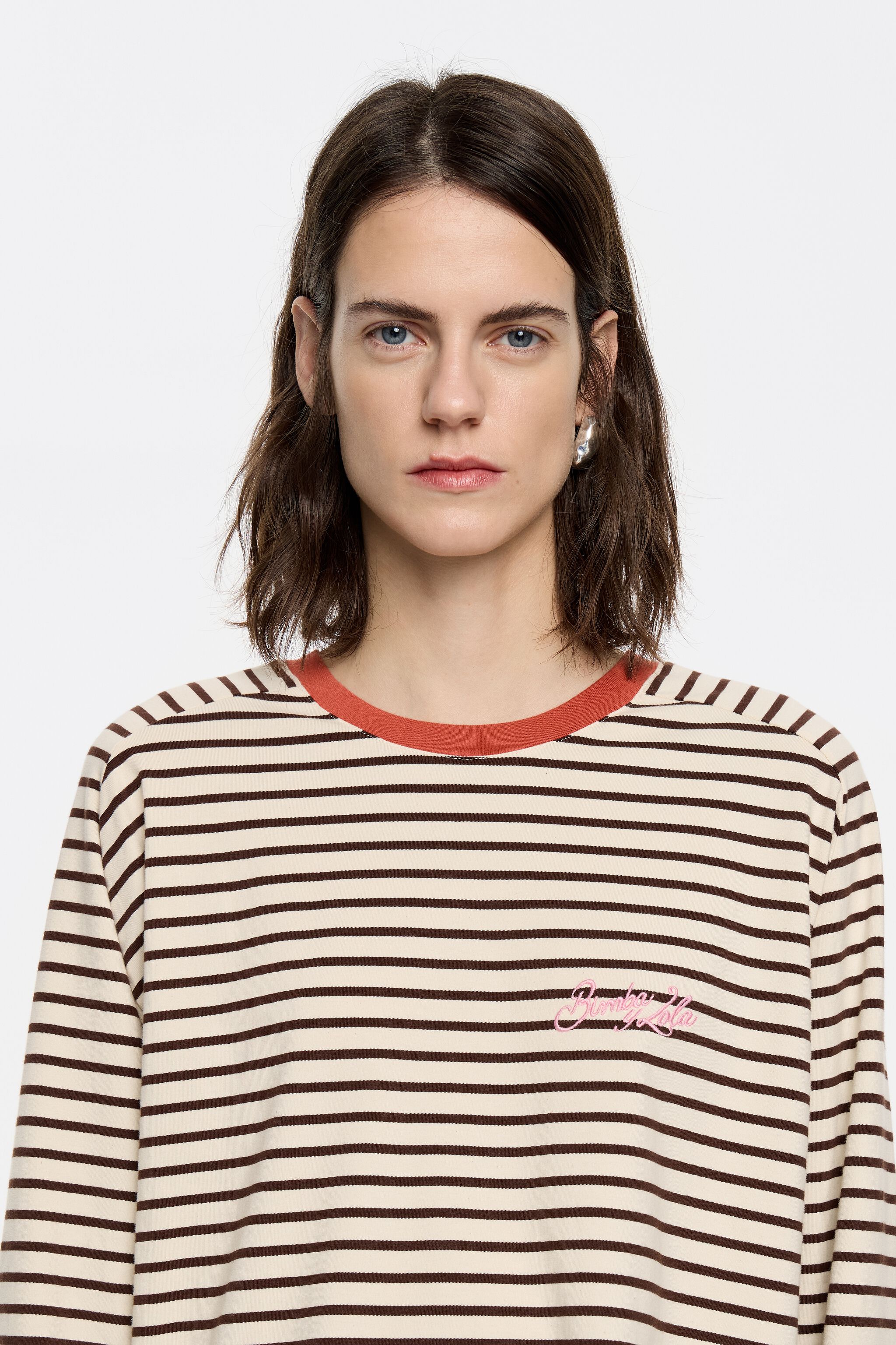 Brown striped T-shirt