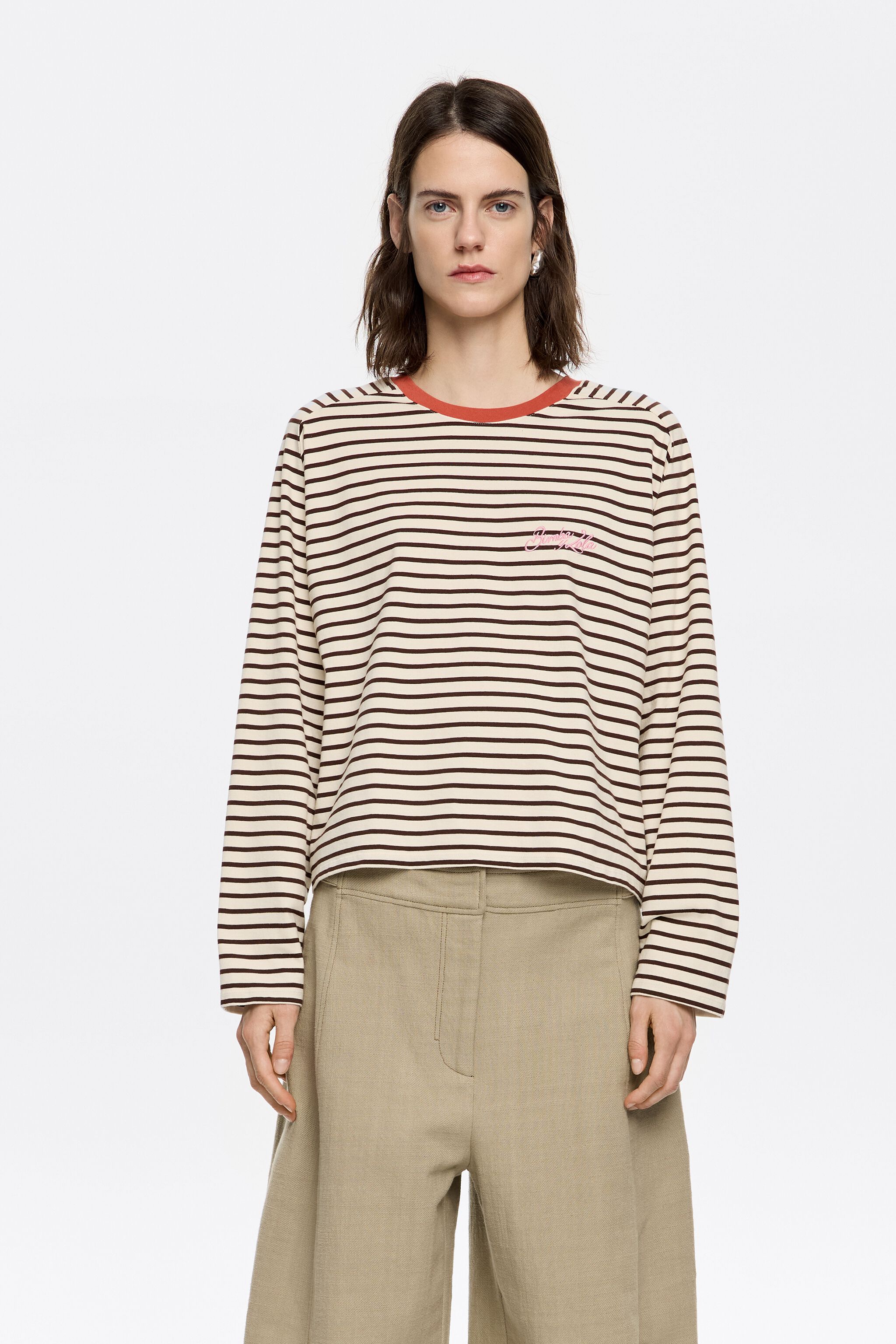 Brown striped T-shirt