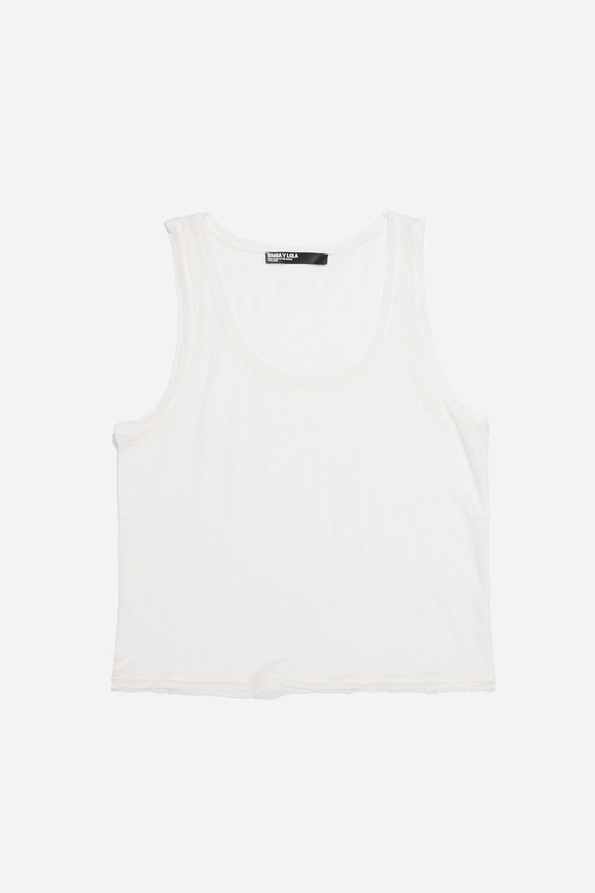 Ivory linen T-shirt with raw edges