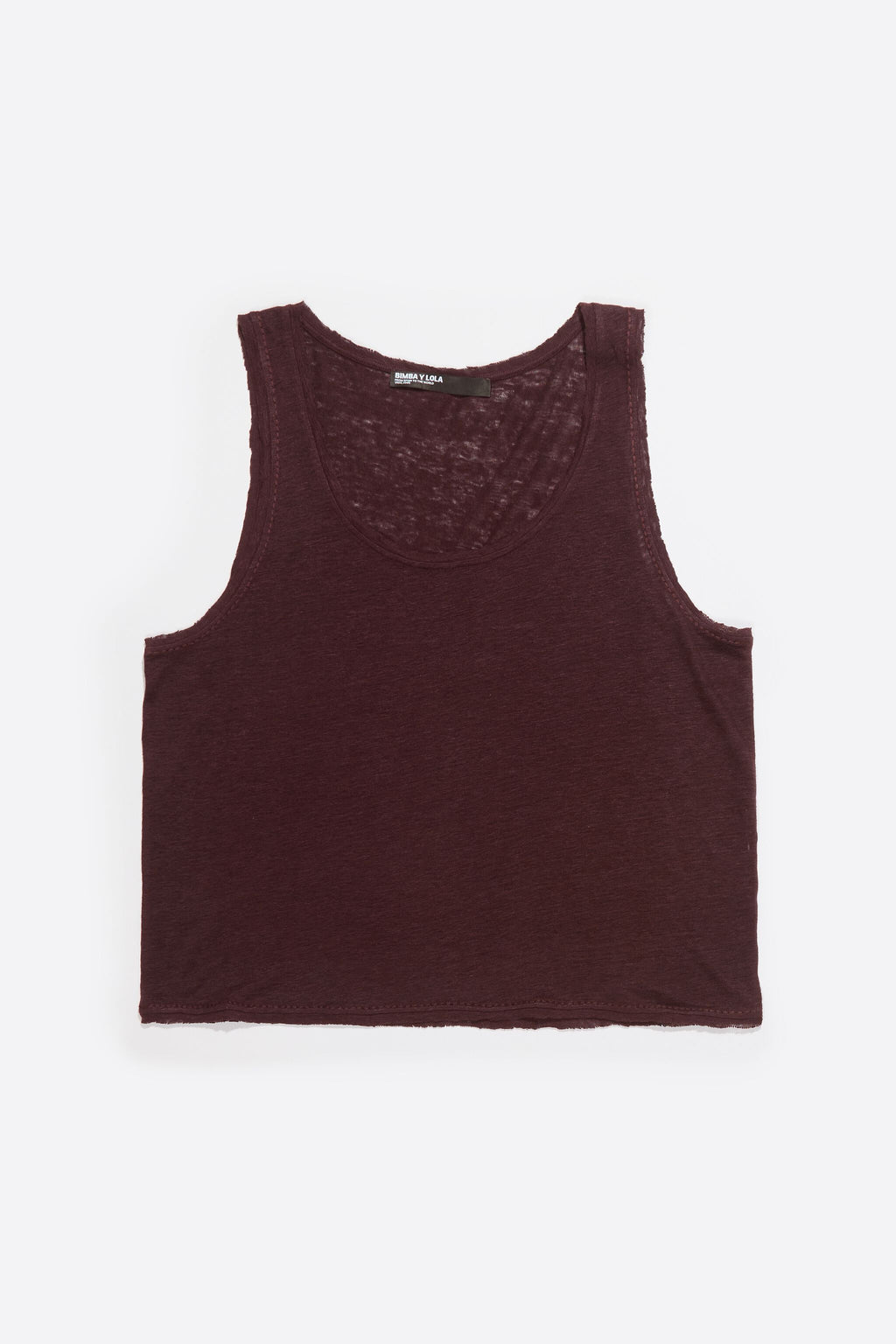 Dark brown linen T-shirt with raw edges