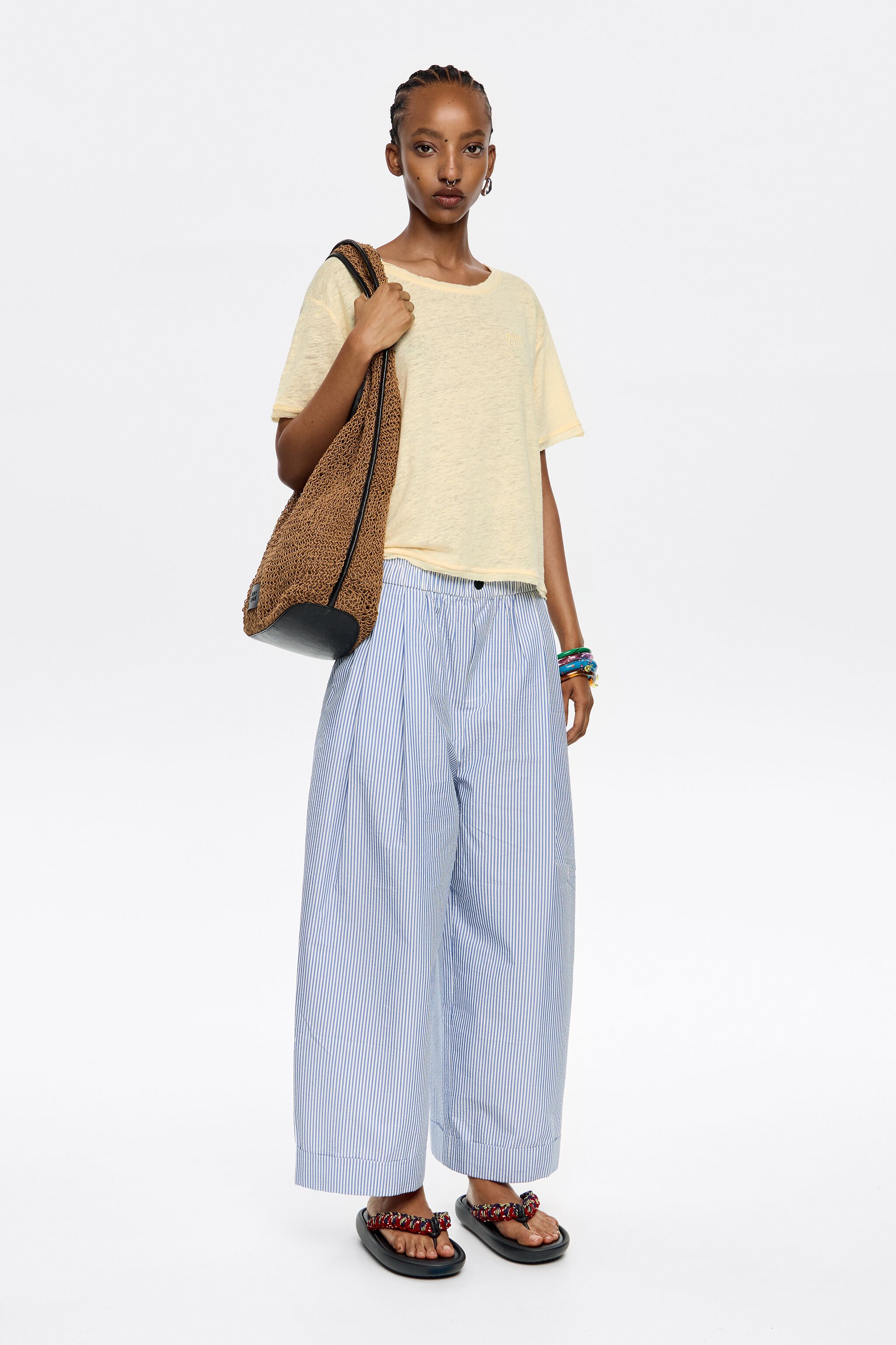 Yellow boxy linen T-shirt