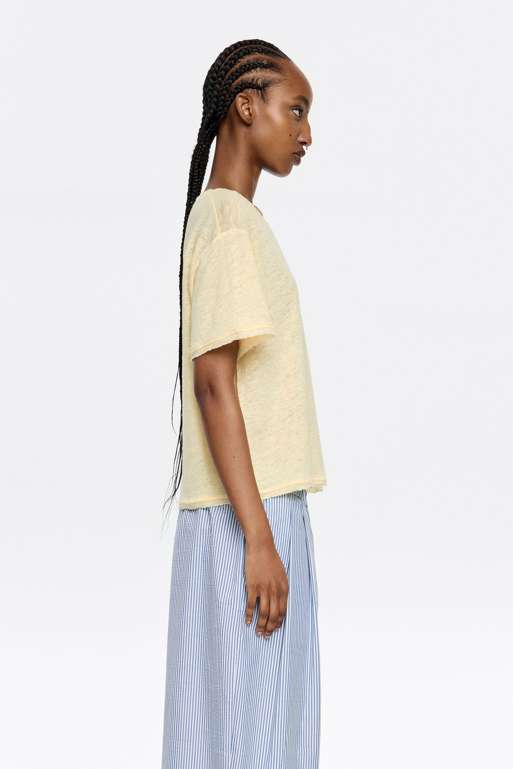 Yellow boxy linen T-shirt