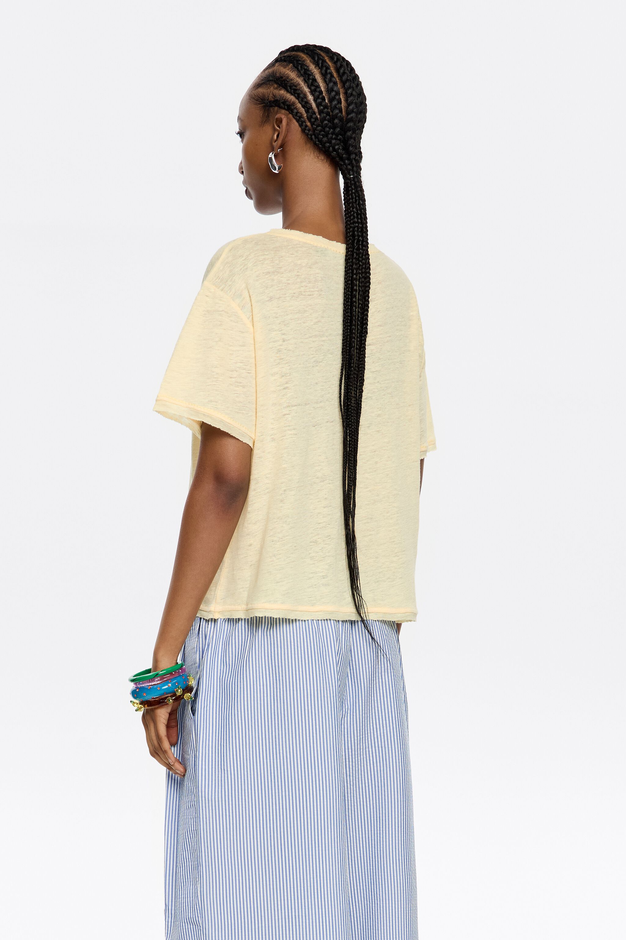 Yellow boxy linen T-shirt