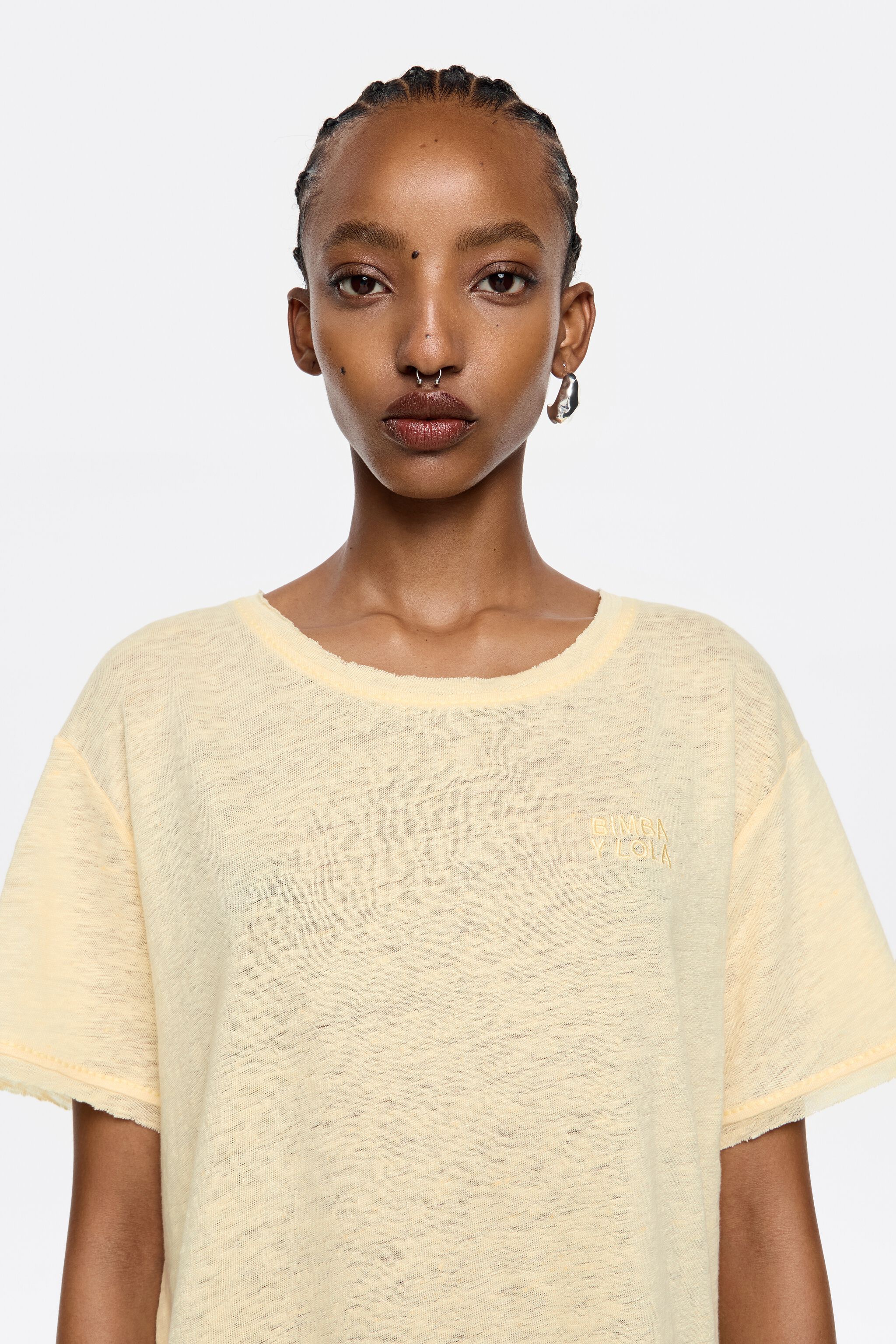 Yellow boxy linen T-shirt