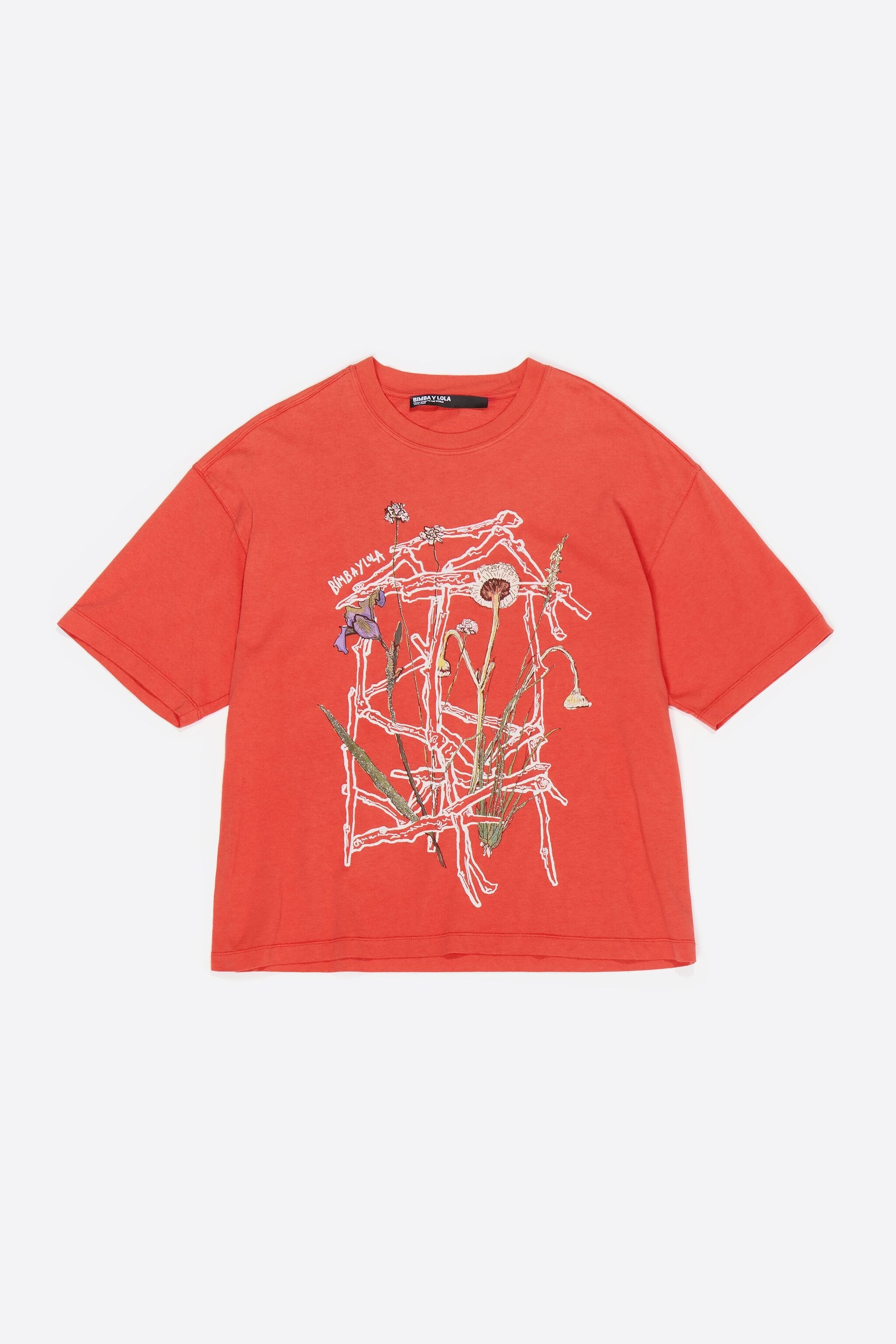 Red oversize embroidered logo T-shirt