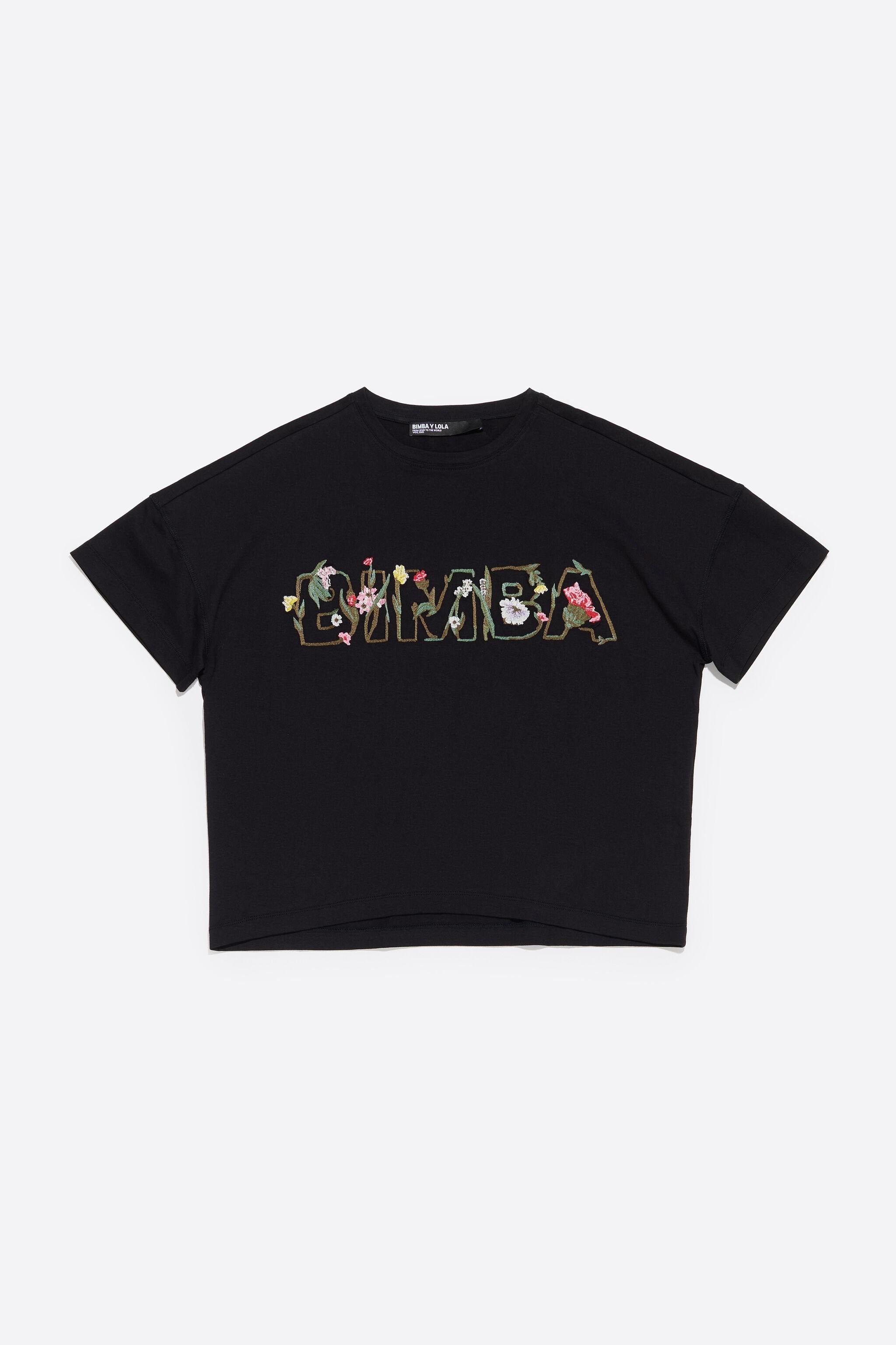 Boxy black floral logo T-shirt
