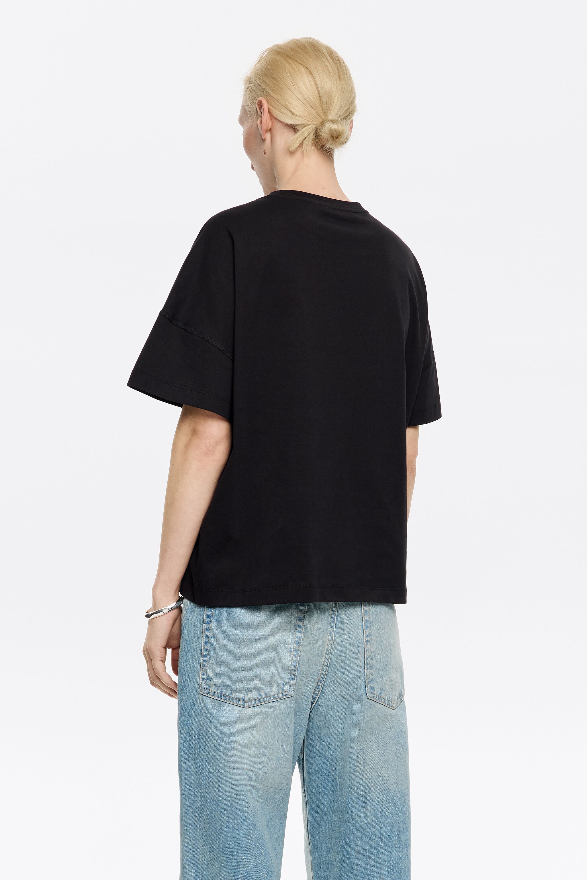 Boxy black floral logo T-shirt