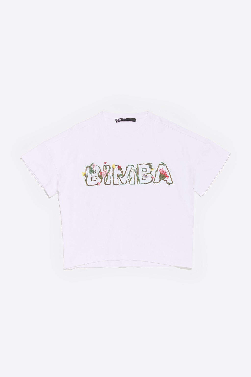White boxy floral logo T-shirt