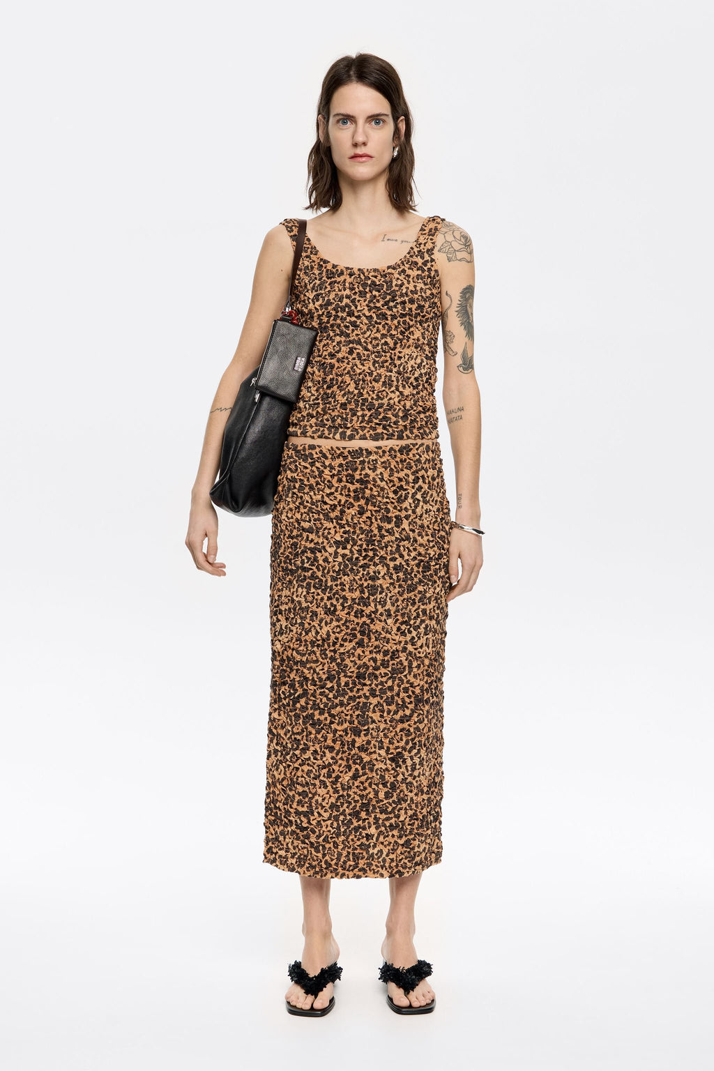 Beige Leopard ruched T-shirt