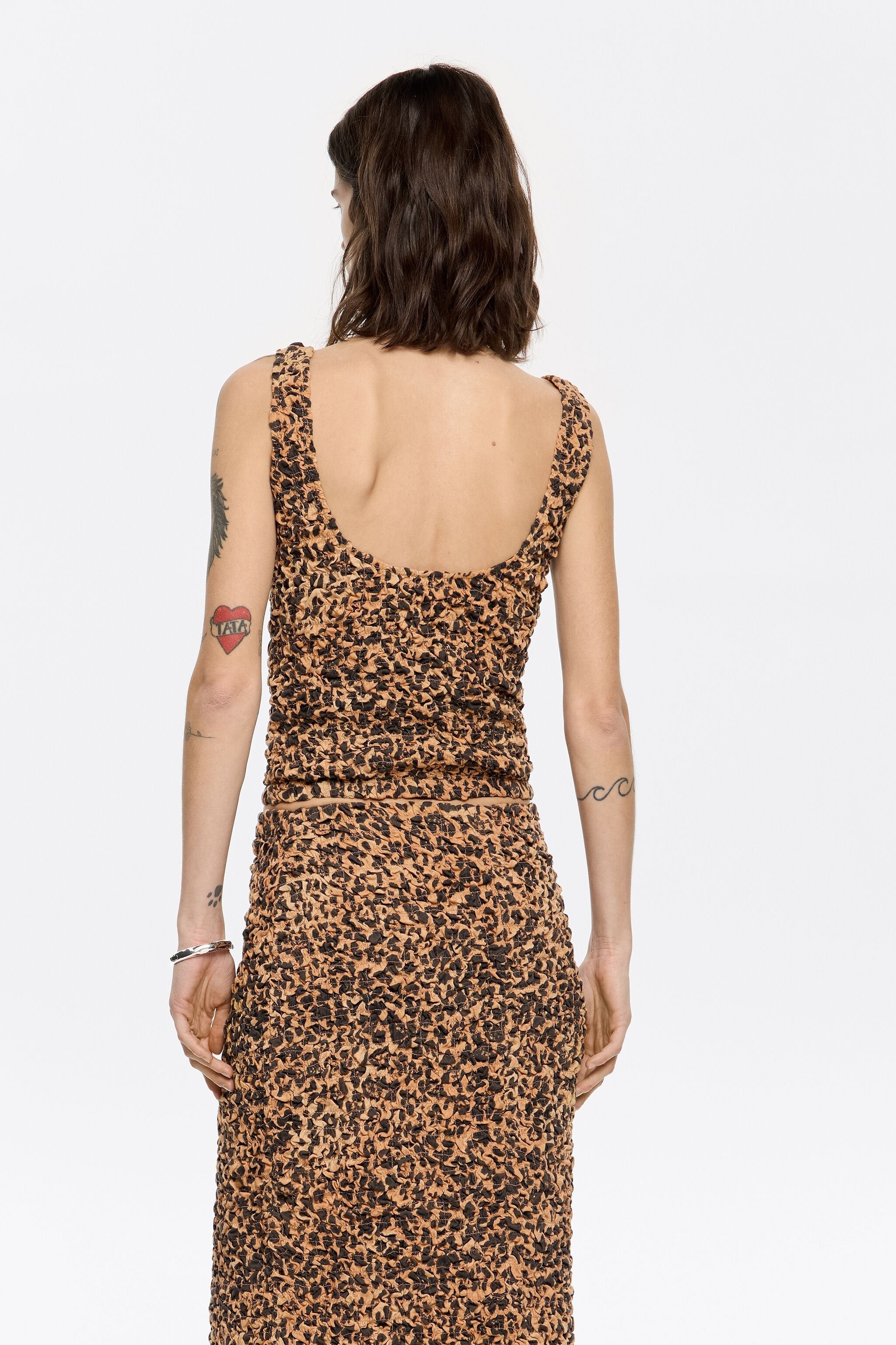 Beige Leopard ruched T-shirt