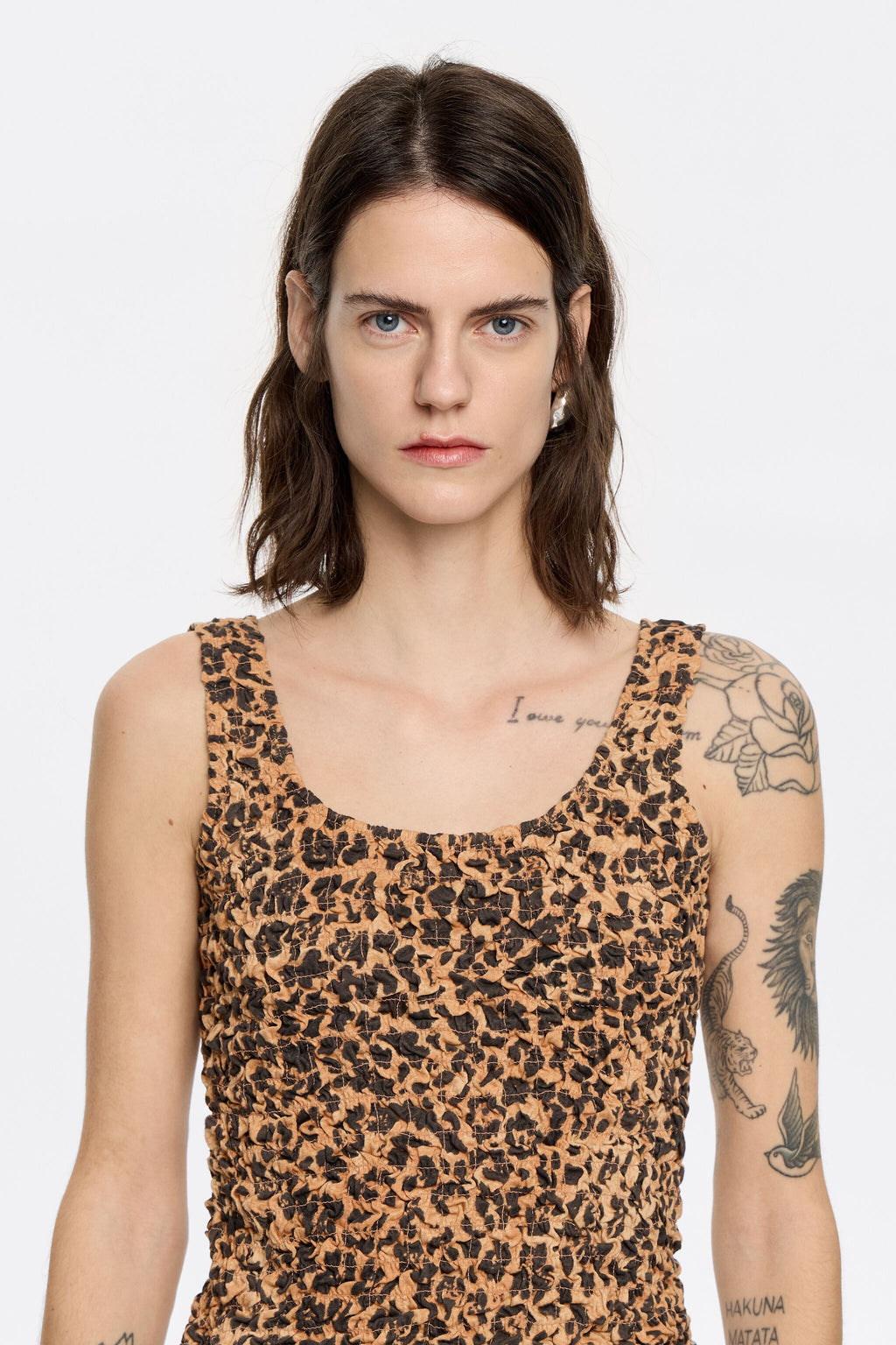 Beige Leopard ruched T-shirt