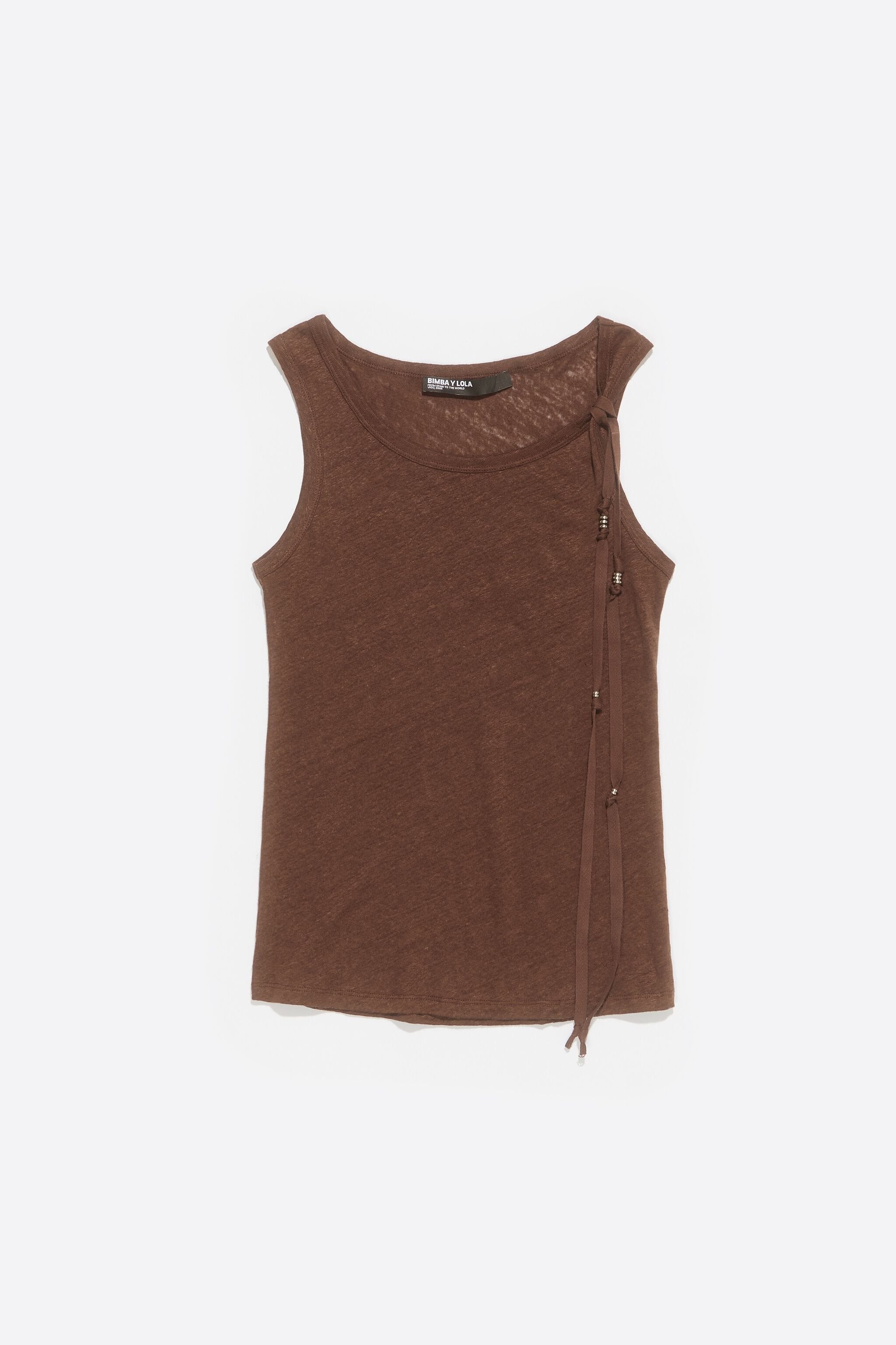 Dark brown linen fluid T-shirt