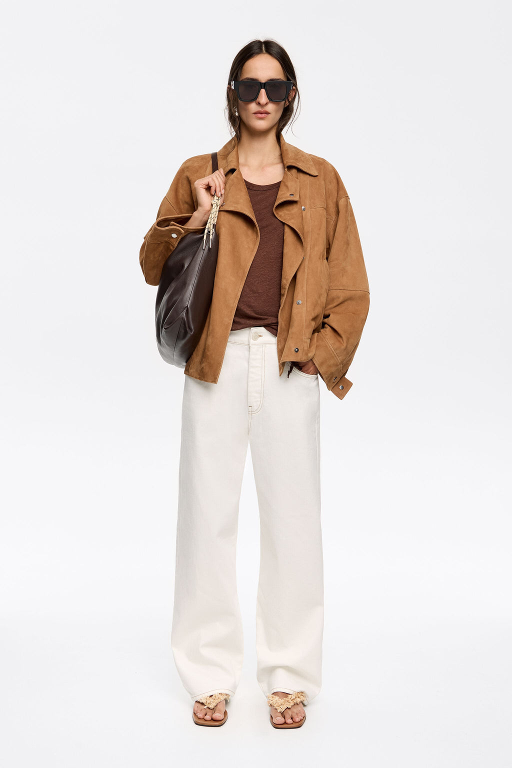 Dark brown linen fluid T-shirt