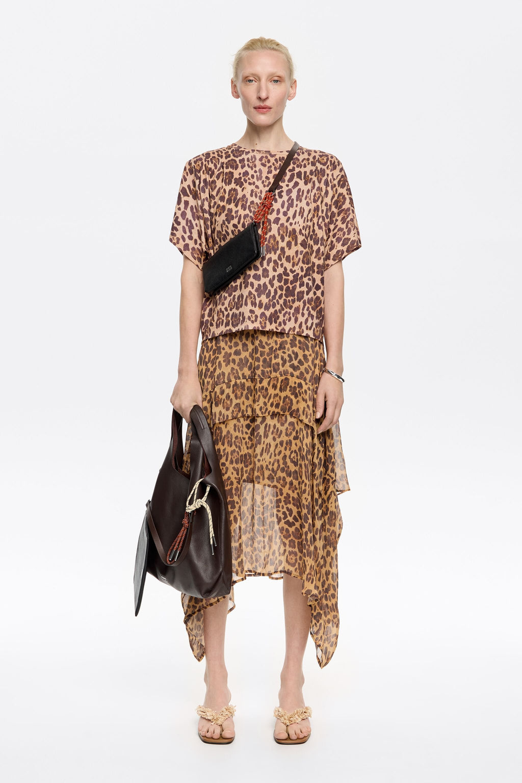 Beige Leopard boxy T-shirt
