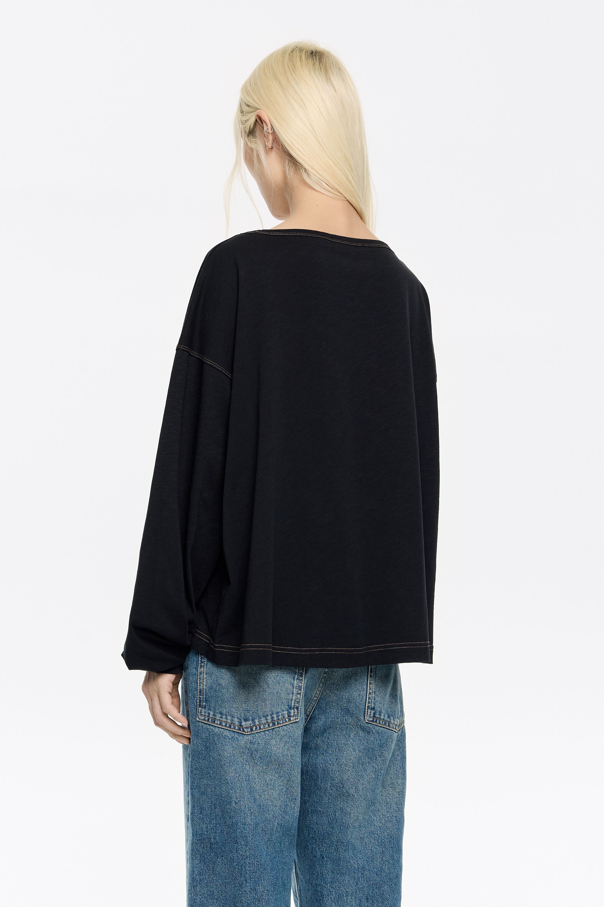 Black cotton T-shirt