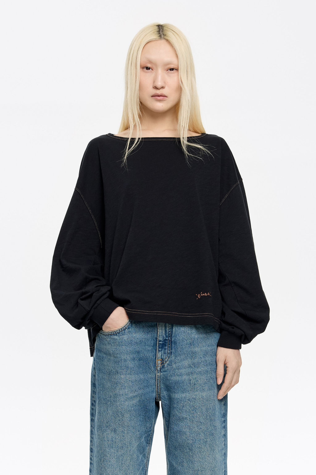 Black cotton T-shirt