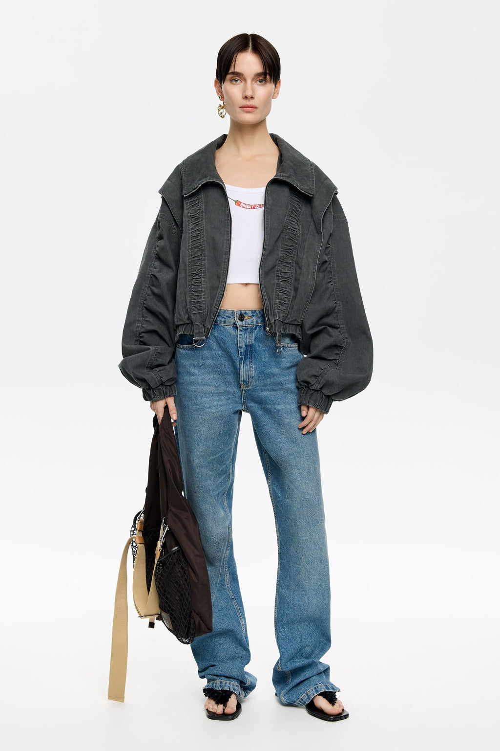 White short top with chili pepper logo